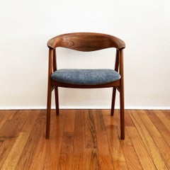 Erik Kirgegaard Model 52 Teak Armchair with Gray Velvet Seat, 1950s