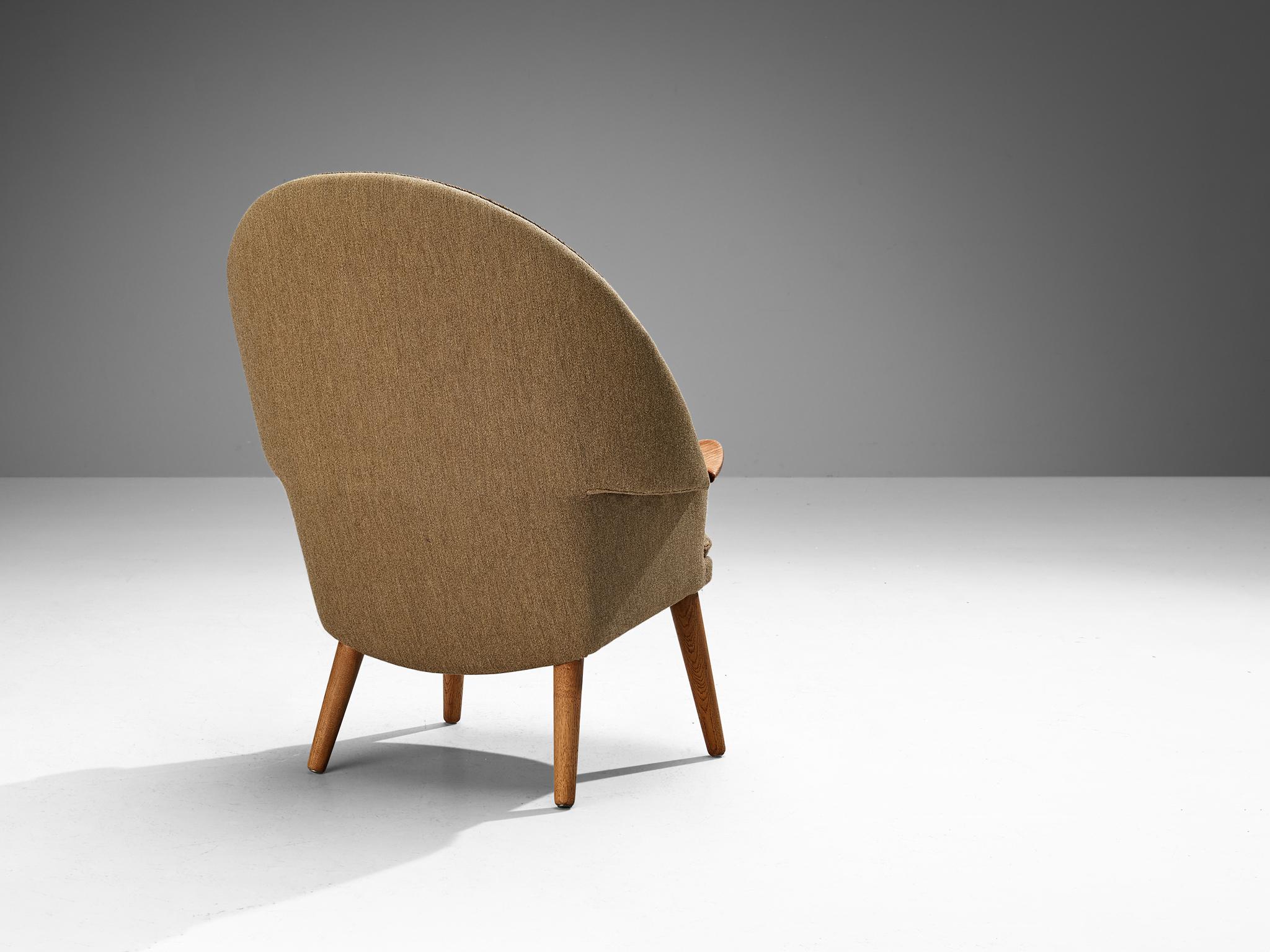 Mid-20th Century Rare Erik Ole Jørgensen for Chris Sørensen Lounge Chair in Beige Wool For Sale