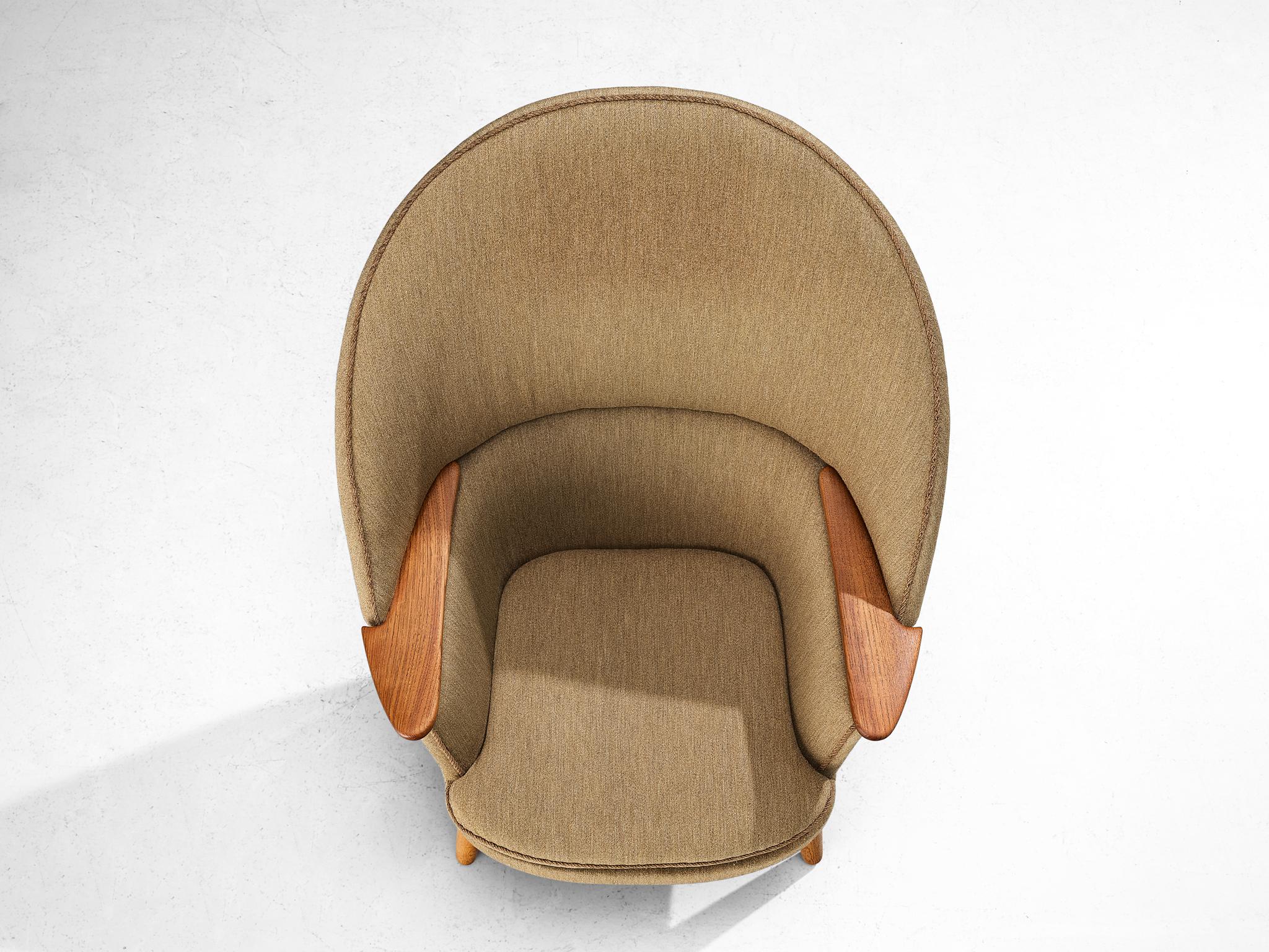 Rare Erik Ole Jørgensen for Chris Sørensen Lounge Chair in Beige Wool For Sale 2