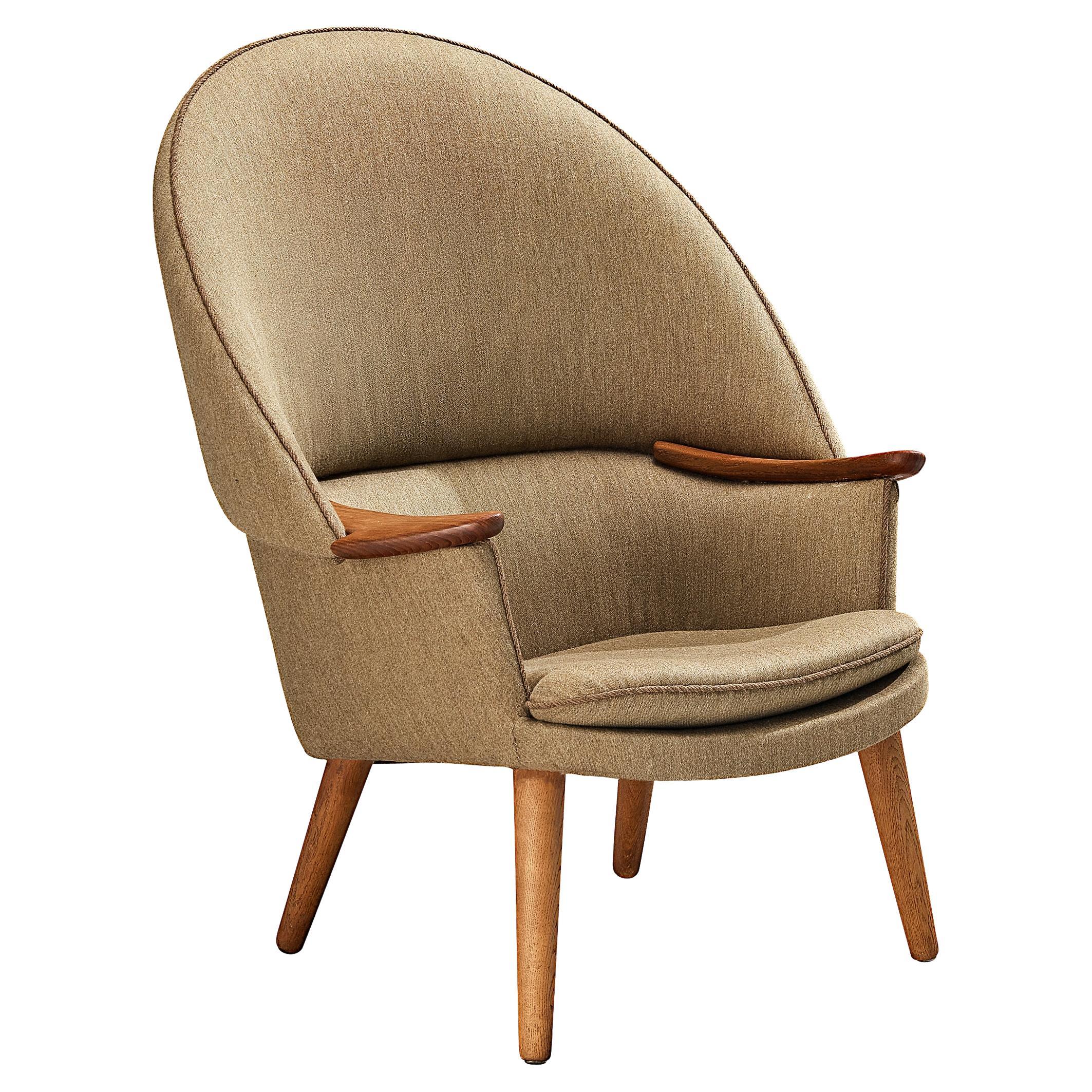 Rare Erik Ole Jørgensen for Chris Sørensen Lounge Chair in Beige Wool For Sale