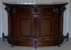 Rare Ernest Hemingway Trophy Home Bar & Four Brown Leather Revolving Bar Stools