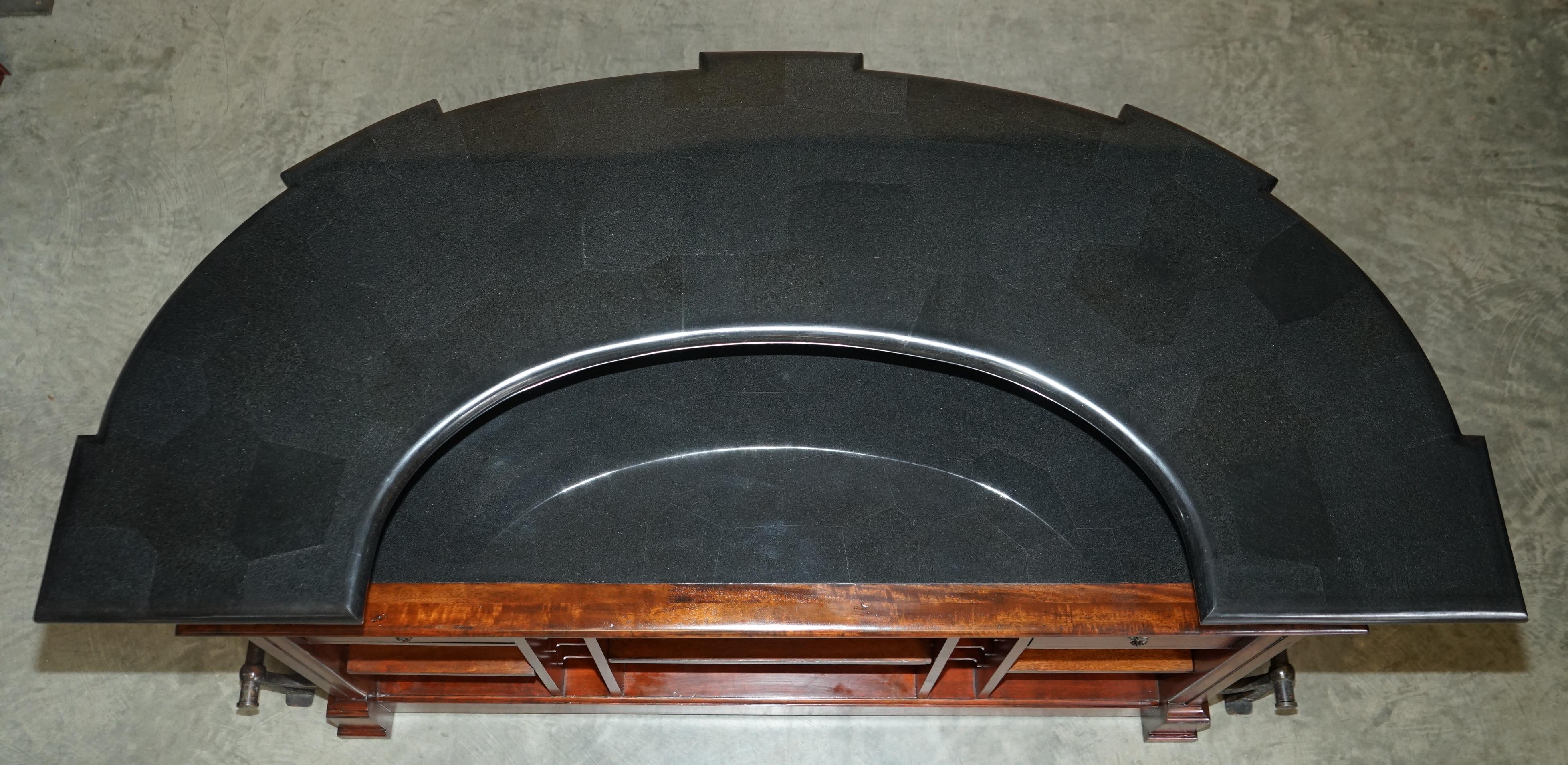 20th Century Rare Ernest Hemingway Trophy Home Bar & Two Brown Leather Revolving Bar Stools
