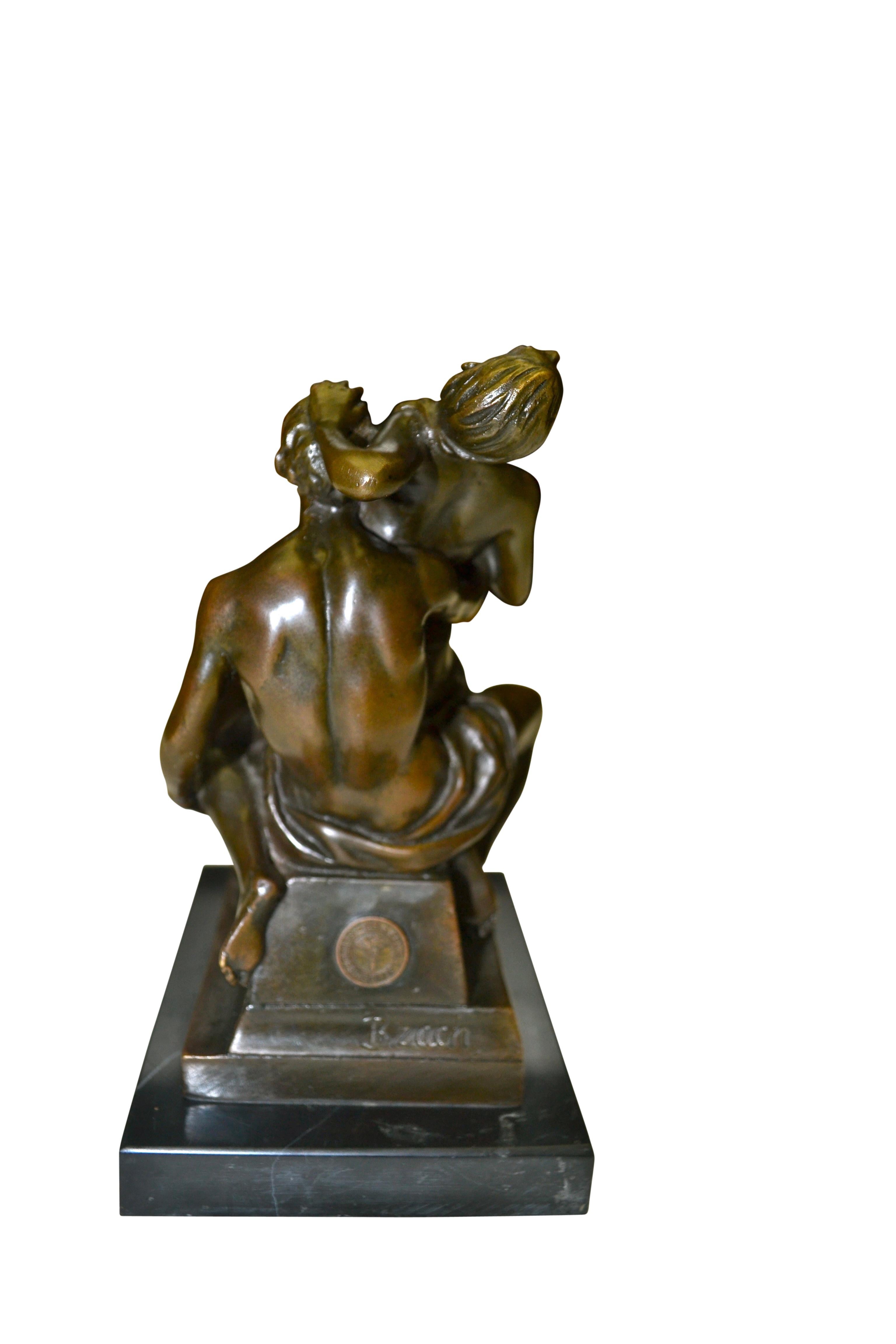 Art Deco Erotic Patinated Bronze Sculpture after Bruno Zach, Austria