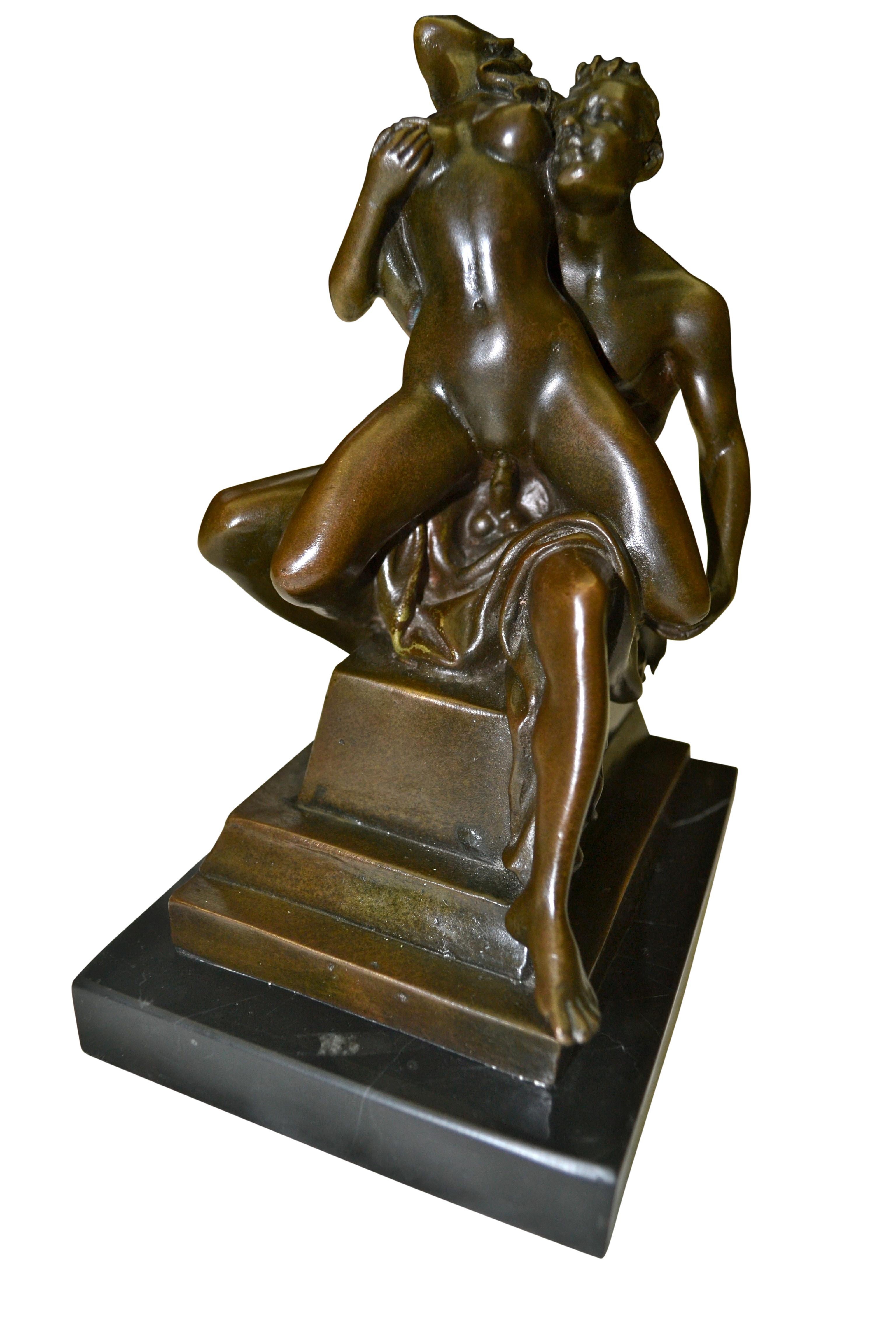 Austrian Erotic Patinated Bronze Sculpture after Bruno Zach, Austria