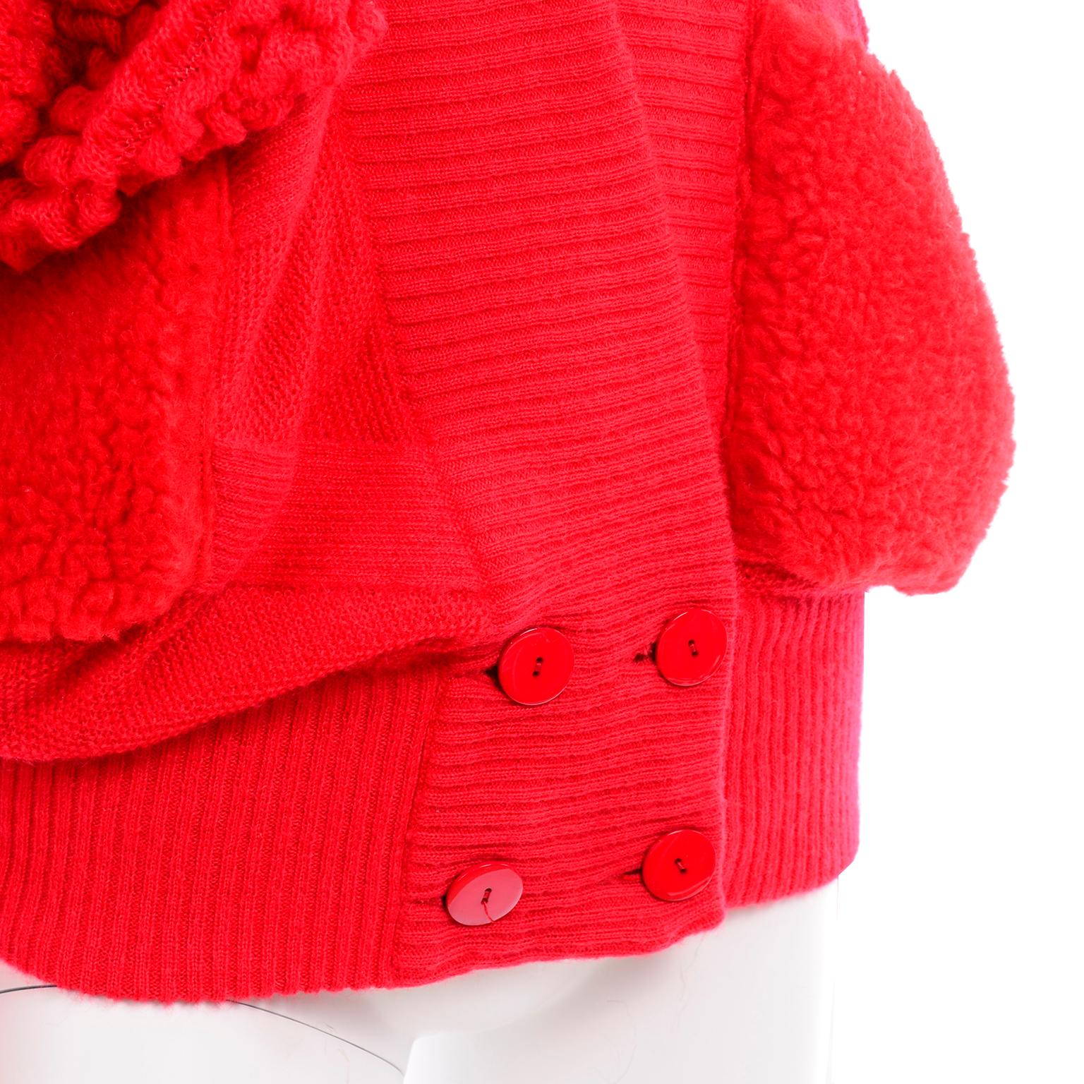 Rare Escada 1980s Red Knit Avant Garde Oversized Vintage Sweater 8