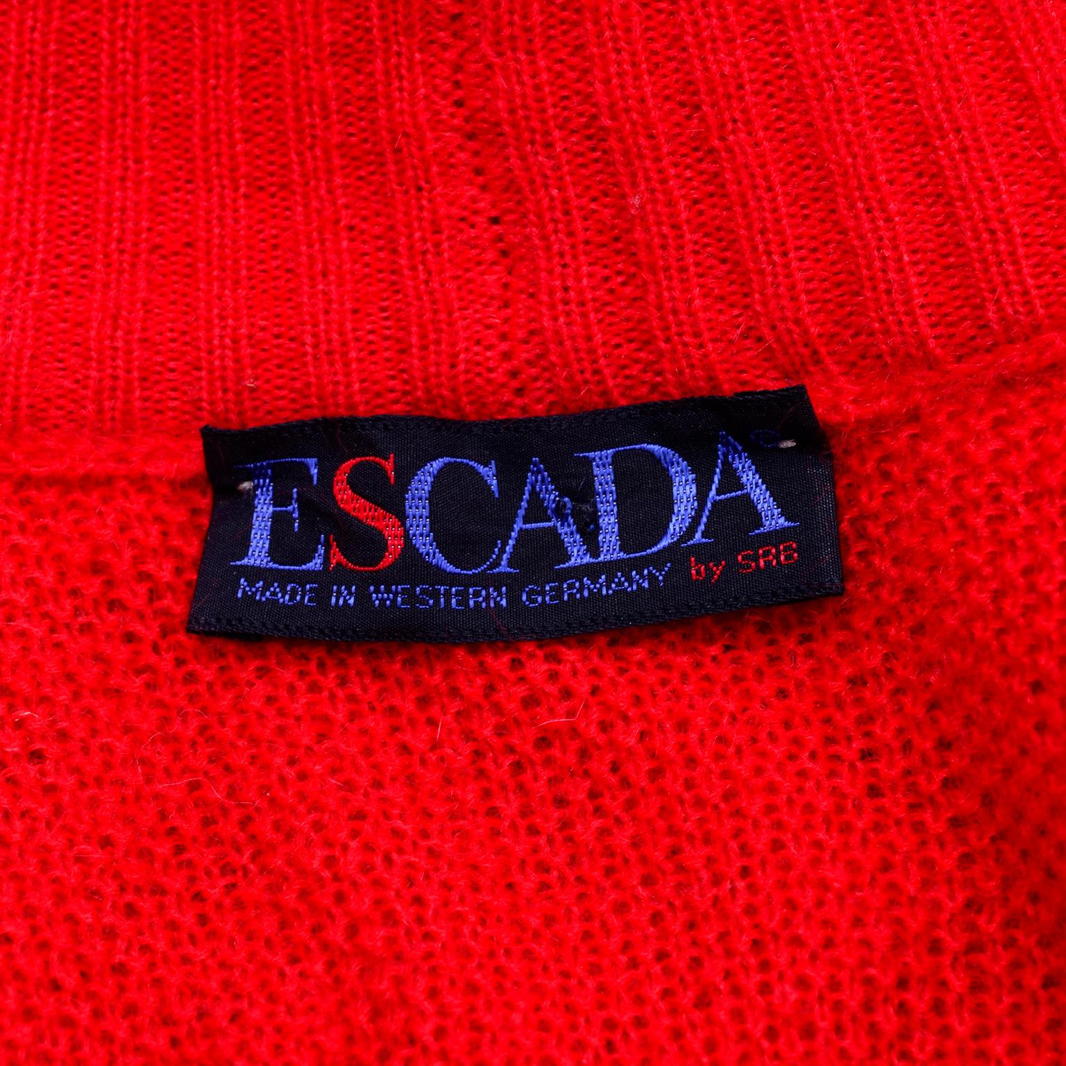Rare Escada 1980s Red Knit Avant Garde Oversized Vintage Sweater 6