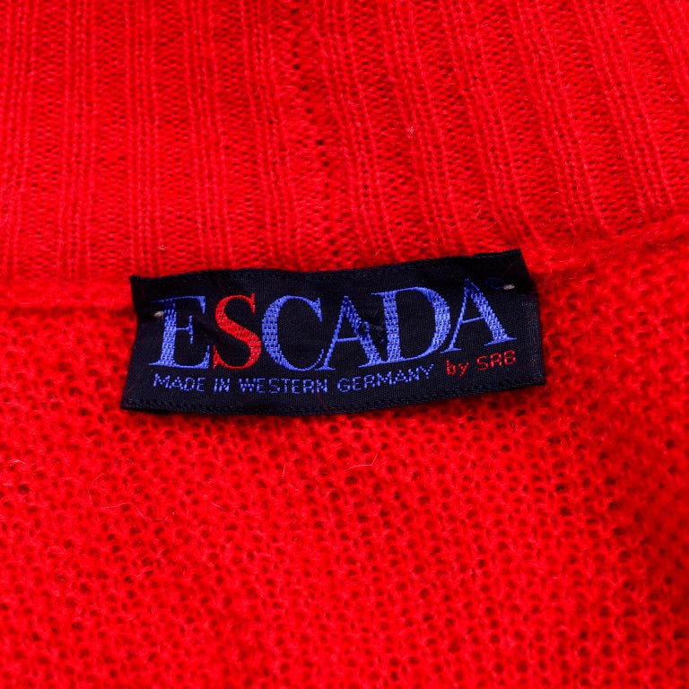 Rare Escada 1980s Red Knit Avant Garde Oversized Vintage Sweater 9