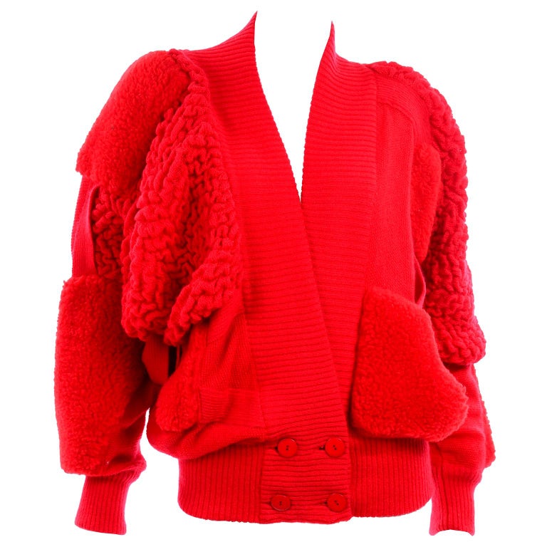 1980s Jaeger Oversized Abstract Sweater in Red & Black