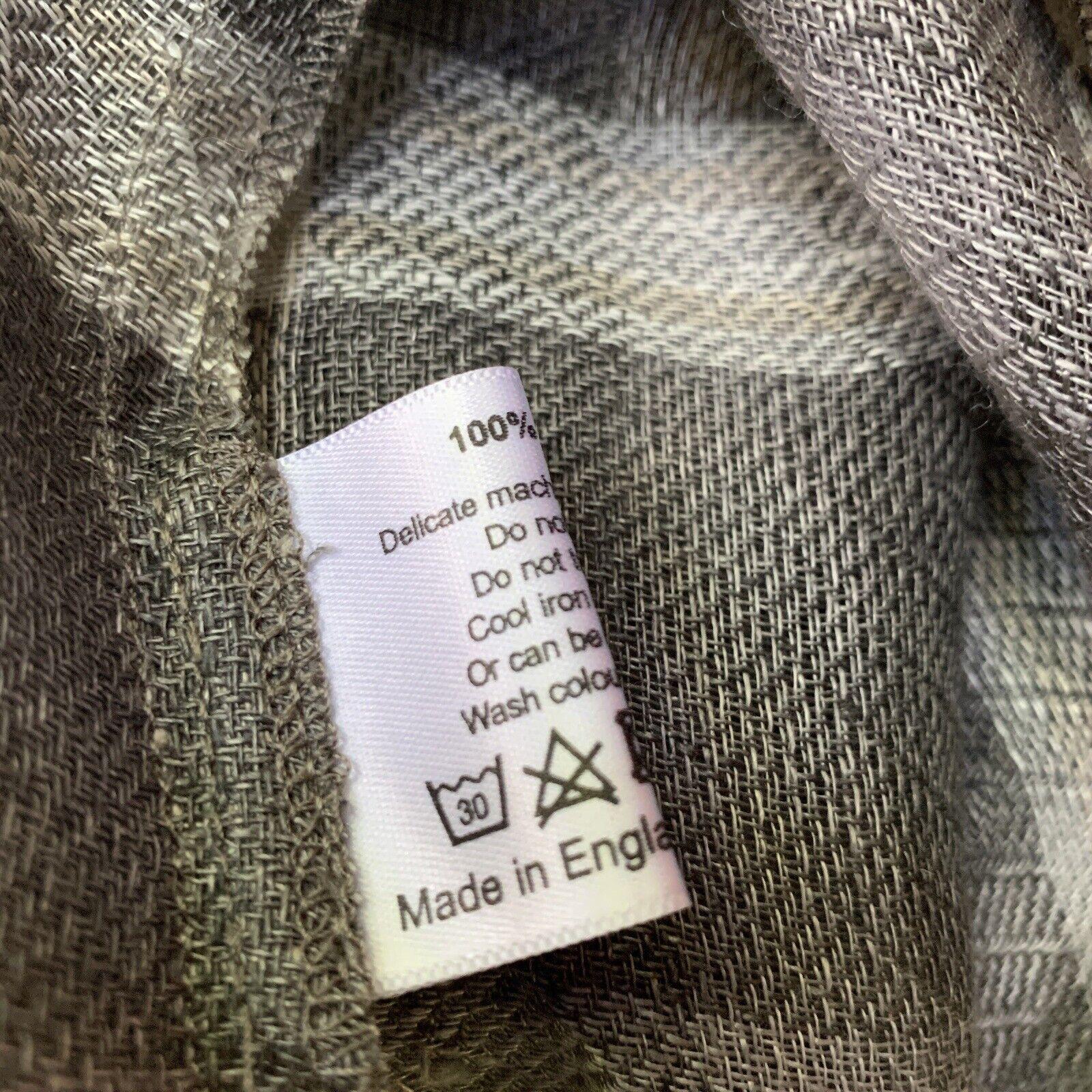 Rare ESKANDAR Manteau 3/4 plissé sur le côté à col rond Manteau en gaze de lin à carreaux Sz 1 en vente 4