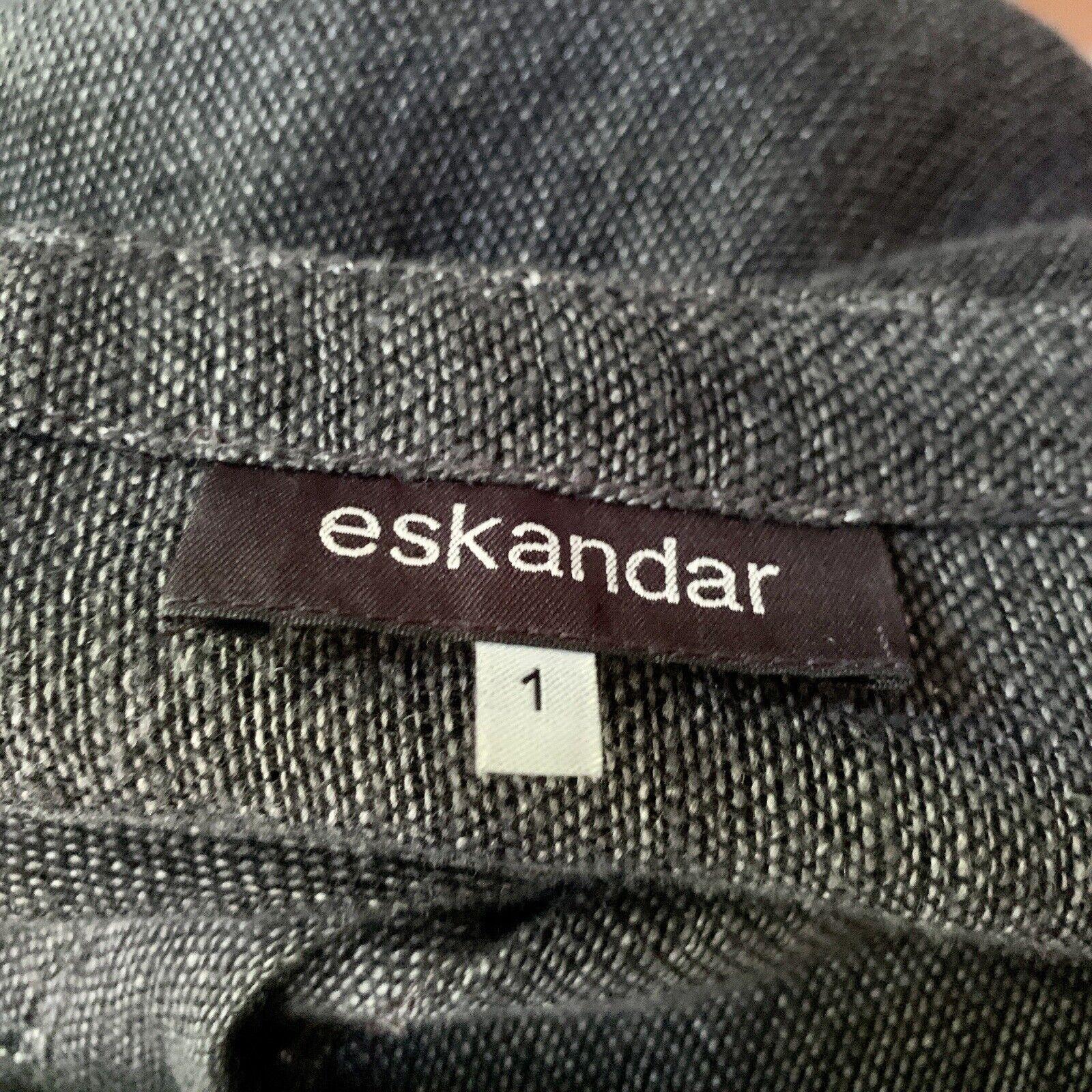 ESKANDAR Delave Linen Gauze Manteau à col rond plissé ELEPHANTDARK NWT SZ 1 en vente 3