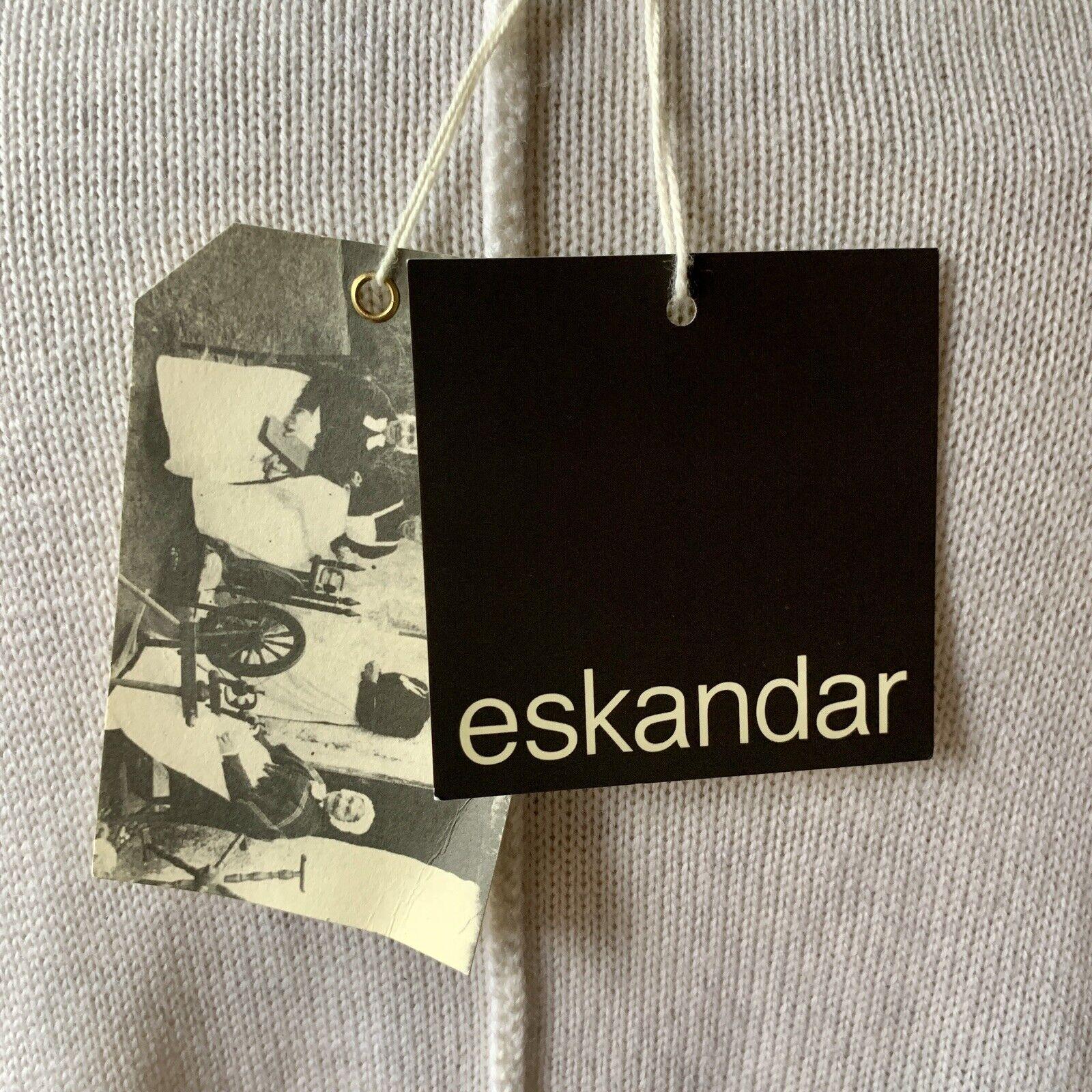 Rare ESKANDAR NWT Slim Sleeve Rolling Front Cardigan Long Plus O/S Cloud/White For Sale 3