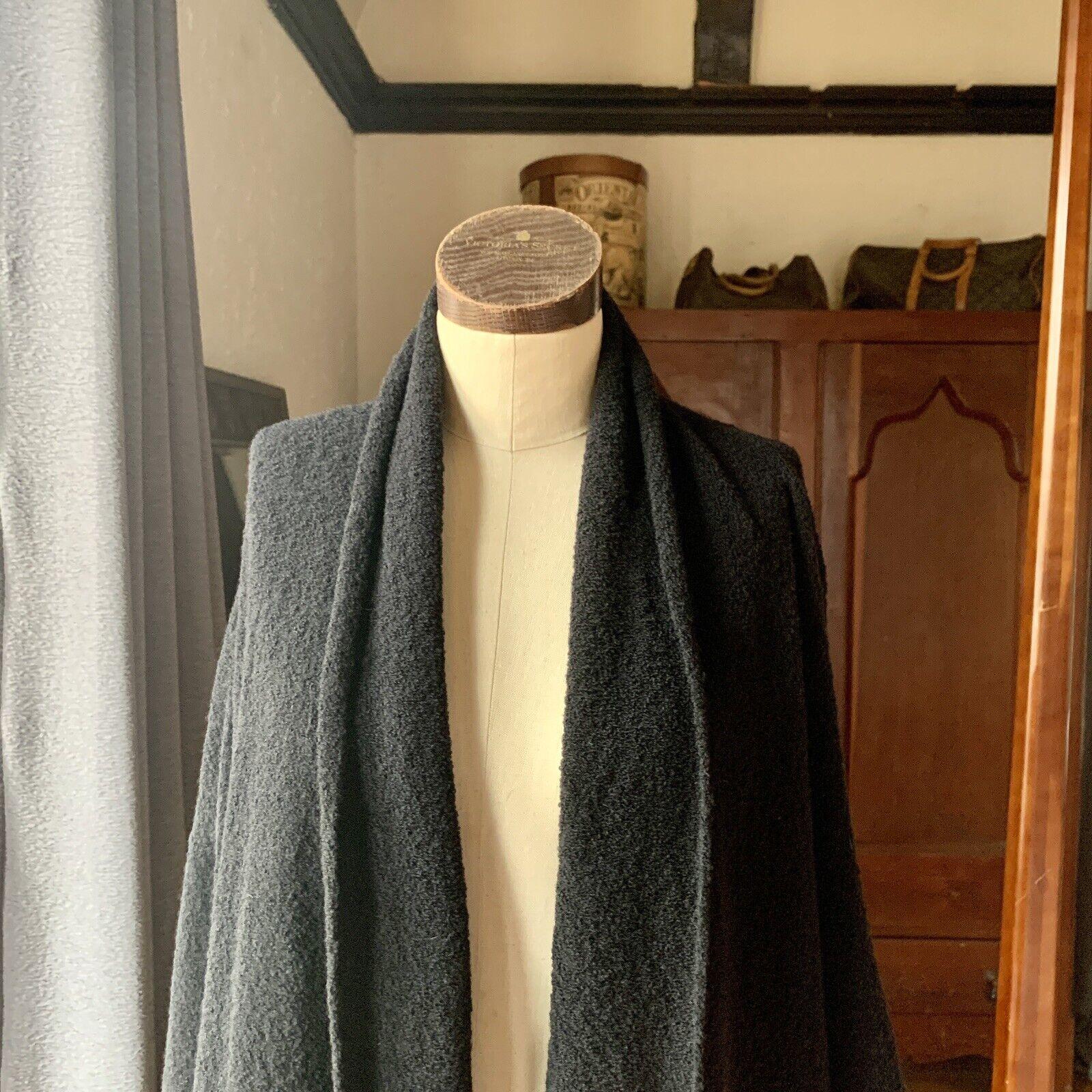 Eskandar, Winter 2014 Collection, Scrunched Shawl Collar Cardigan Long Plus, 80% Extra Fine Wool, 20% Polyamide, Size O/S, Drop Shoulder, Made in Scotland

Measurements Laying Flat:
Bust: 38
