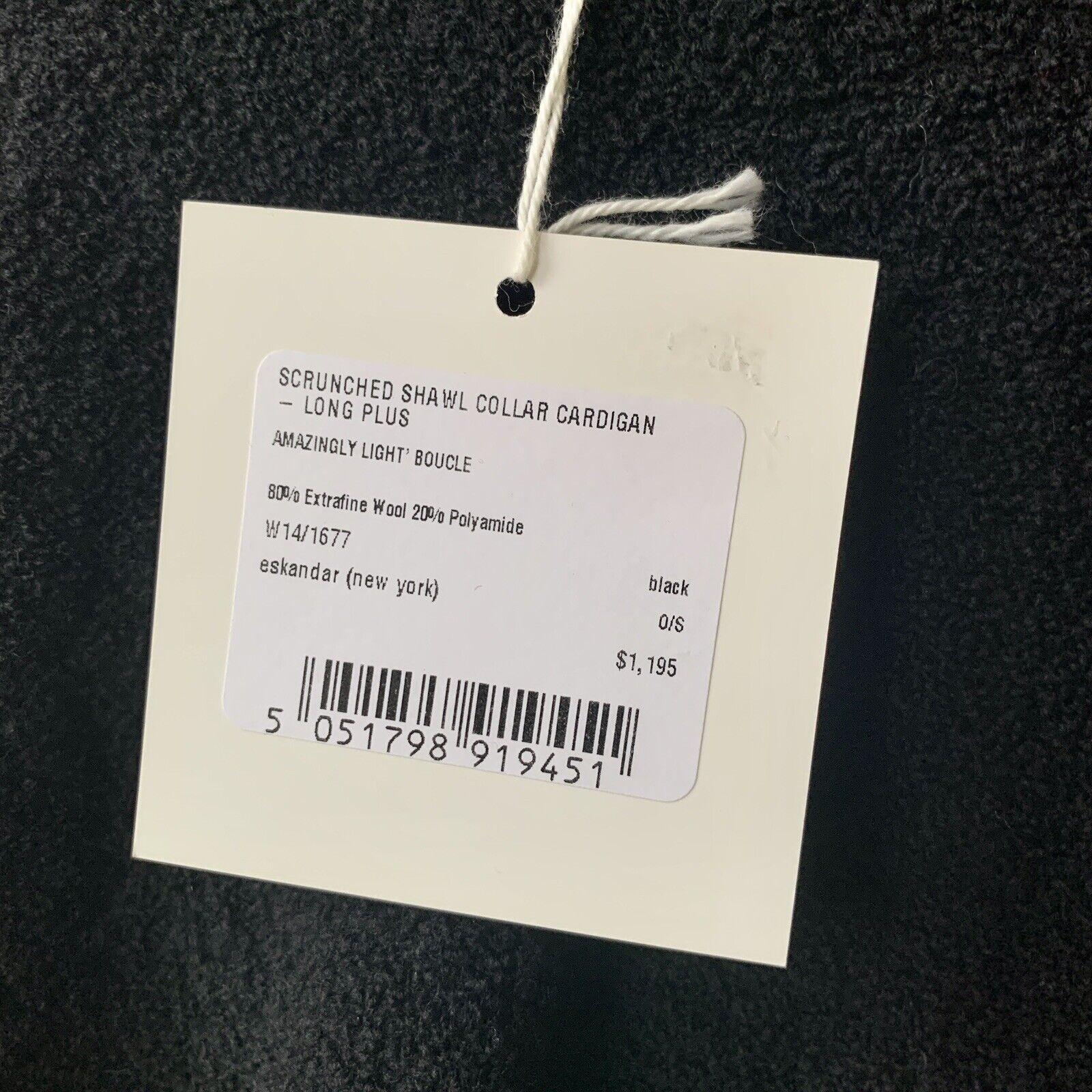 Rare ESKANDAR Scrunched Shawl Collar Cardigan Long Plus Black O/S NWT For Sale 4
