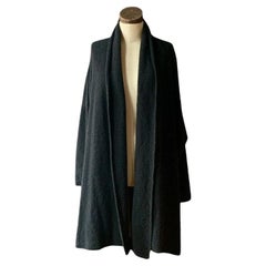 Rare Eskandar Cardigan à col châle froncé Long Plus Noir O/S NWT