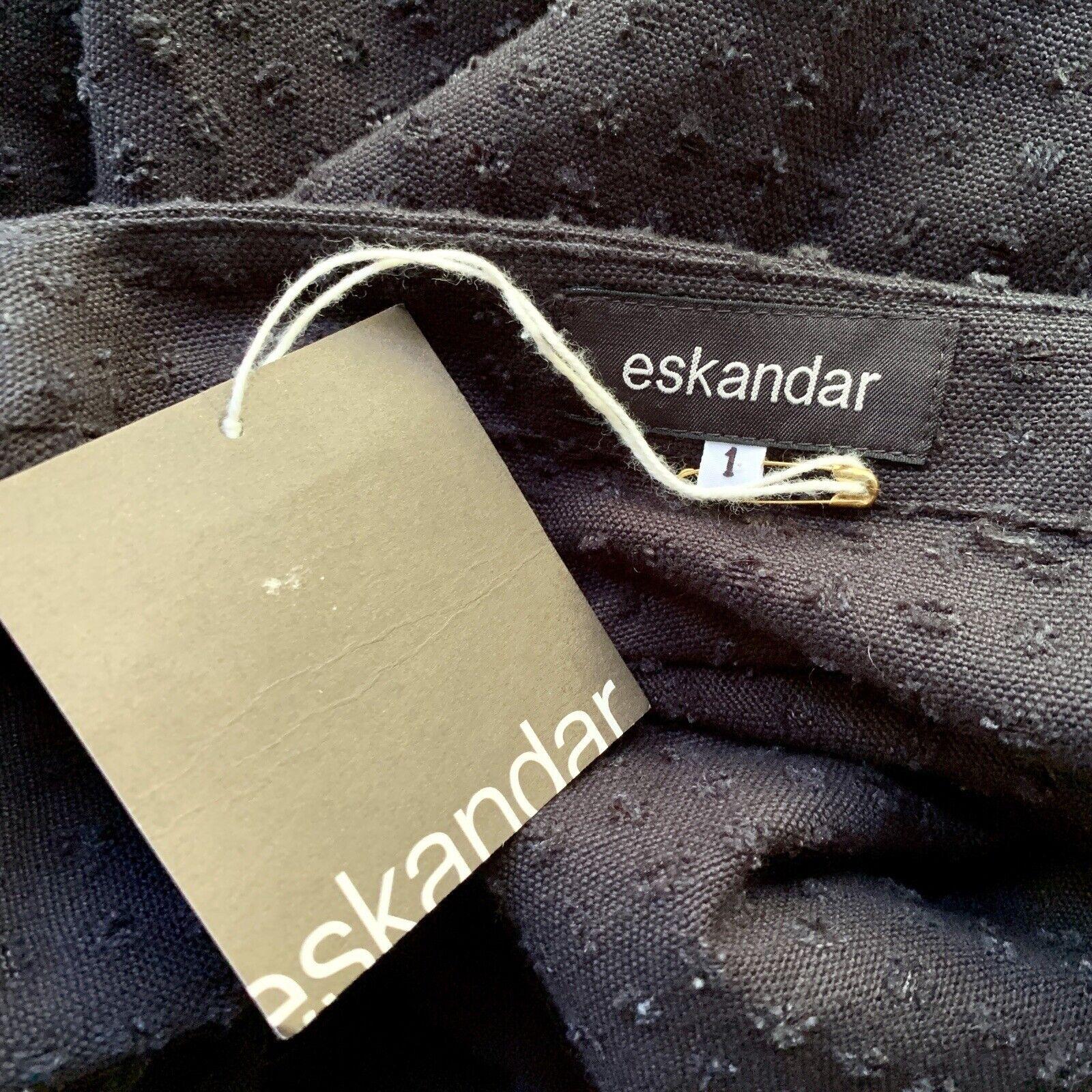 Rare ESKANDAR Shawl Collar Jacket Long BLACK Linen Sz 1 For Sale 4