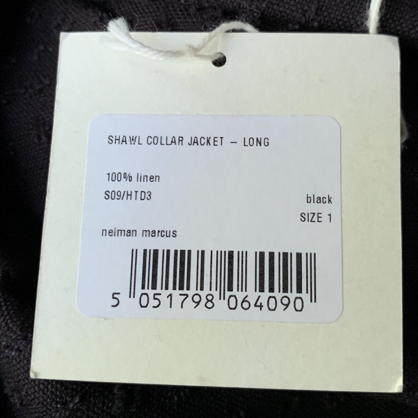 Rare ESKANDAR Shawl Collar Jacket Long BLACK Linen Sz 1 For Sale 5