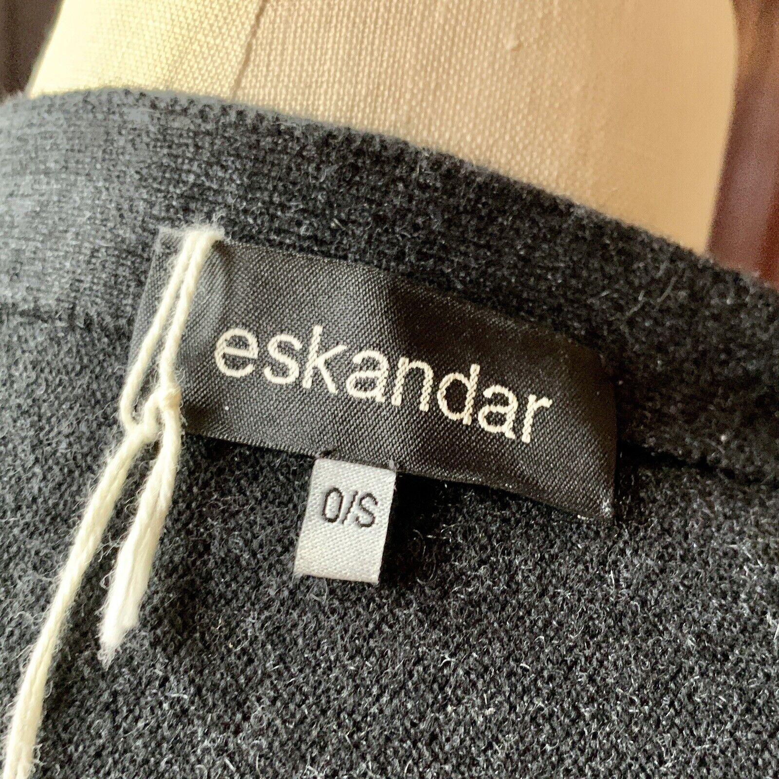 Rare ESKANDAR Sideways Knitted Slim Sleeve Open CASHMERE Teal Cardigan NWT O/S For Sale 3