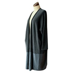 Rare ESKANDAR Sideways Knitted Slim Sleeve Open CASHMERE Teal Cardigan NWT O/S