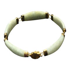Seltenes Nachlass 14KT Gold Wunderschönes Jade-Armband