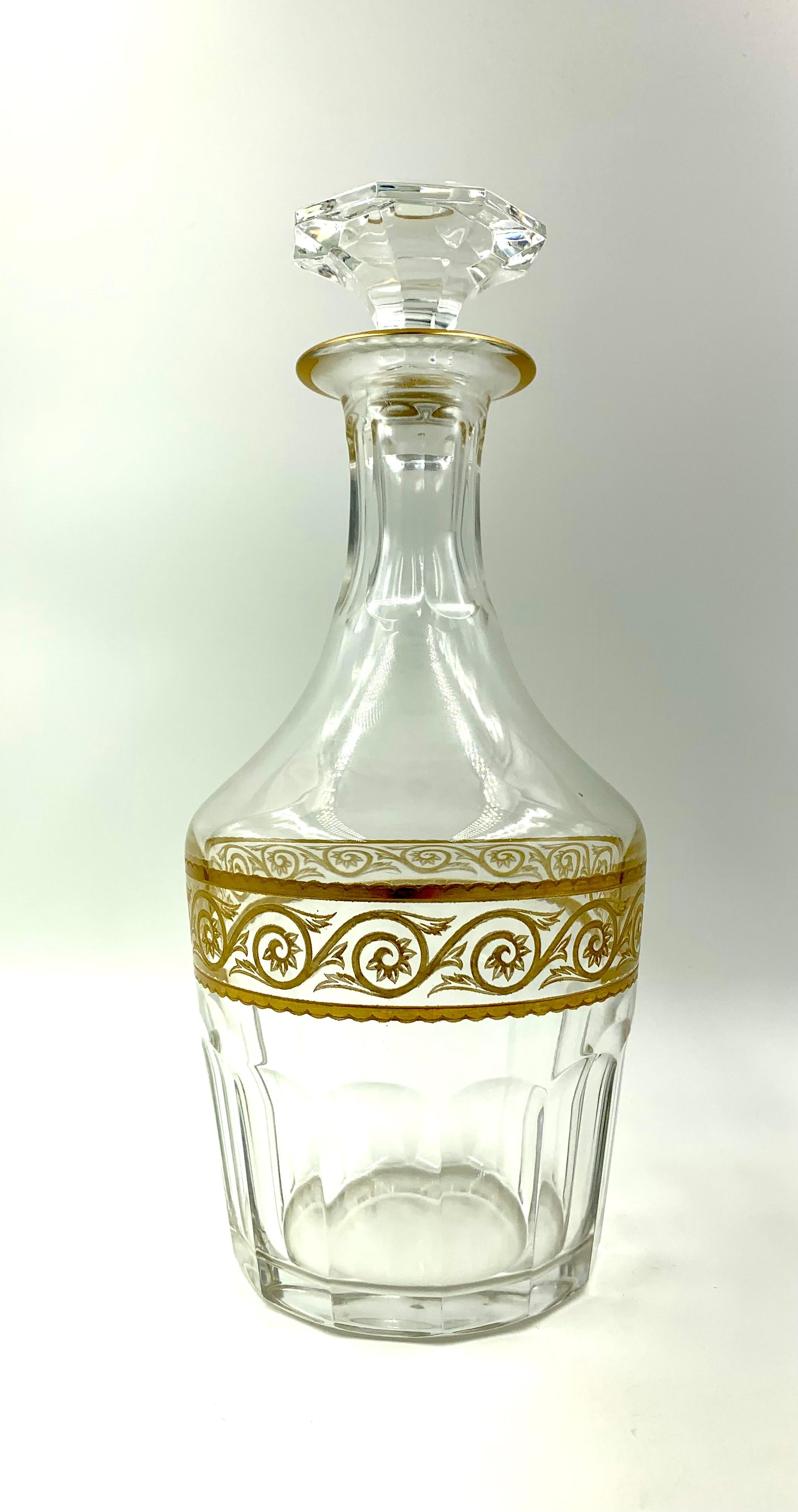 Rare Estate Baccarat Eldorado Neoclassical Style Crystal and Gold Decanter For Sale 4