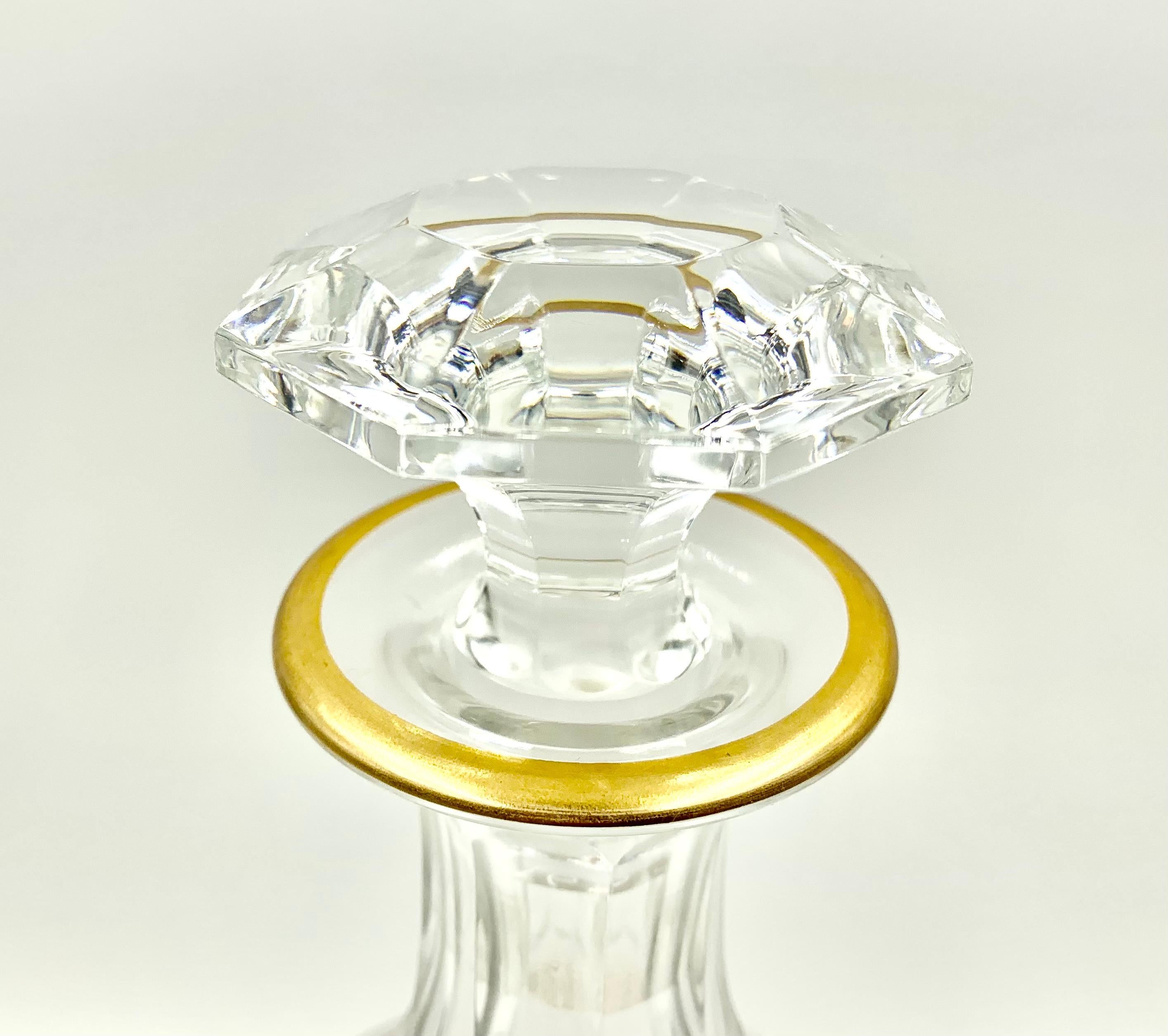 French Rare Estate Baccarat Eldorado Neoclassical Style Crystal and Gold Decanter For Sale