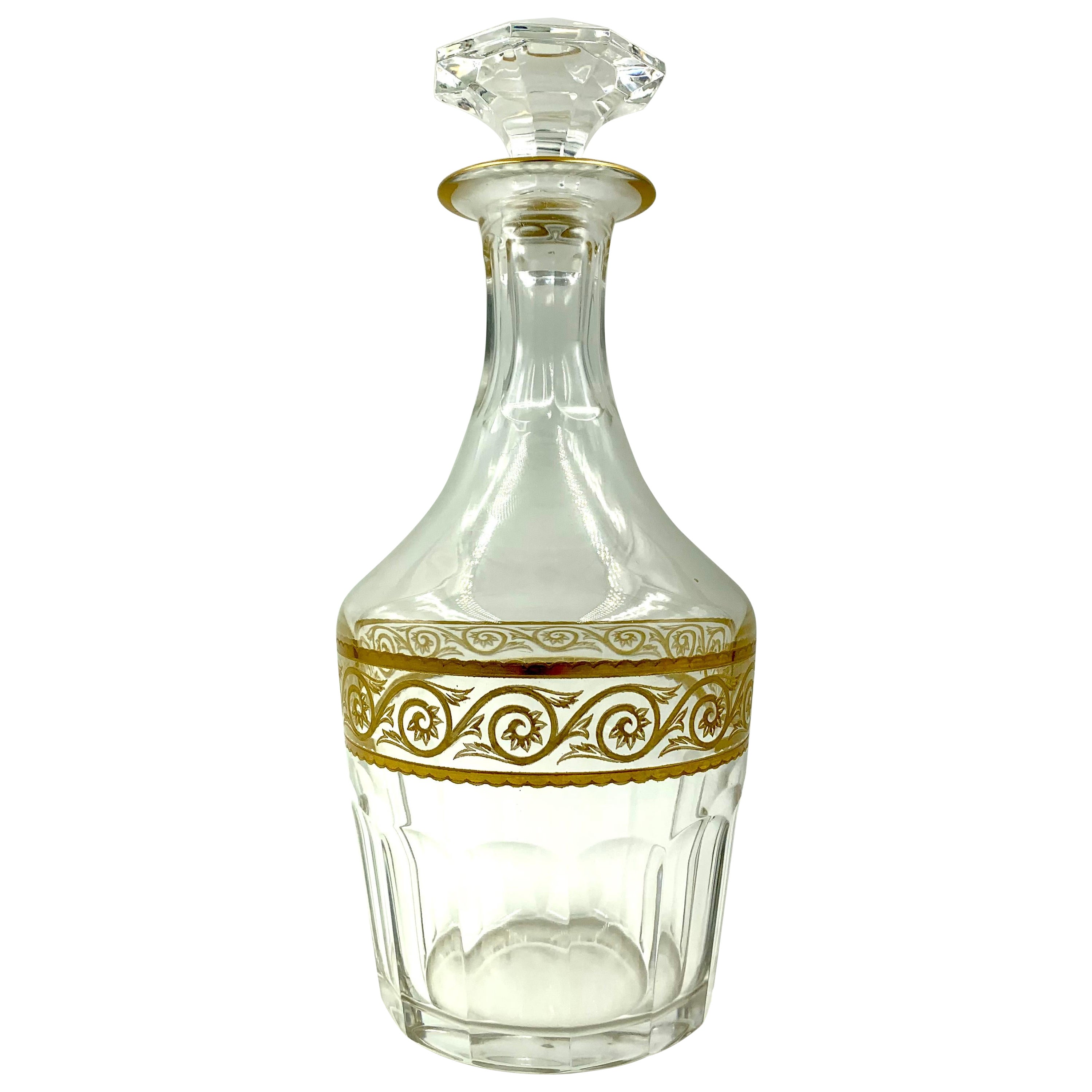 Seltene Baccarat Eldorado-Dekanter aus Kristall und Gold im neoklassischen Stil, Nachlass