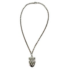 Rare Estate Garrard & Co. Large Sterling Silver Armoreal Shield Pendant Necklace