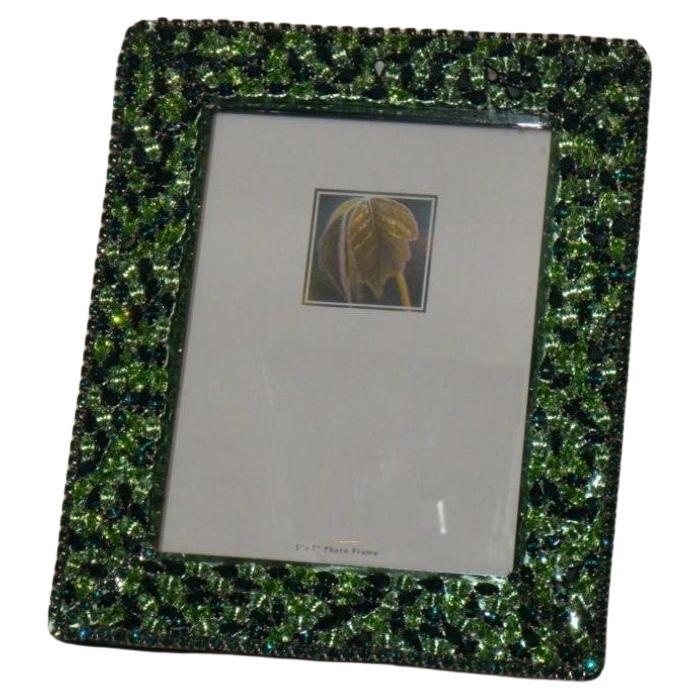 Rare Estate Glittering Emerald Swarovski Crystal Elements Picture Photo Frame For Sale
