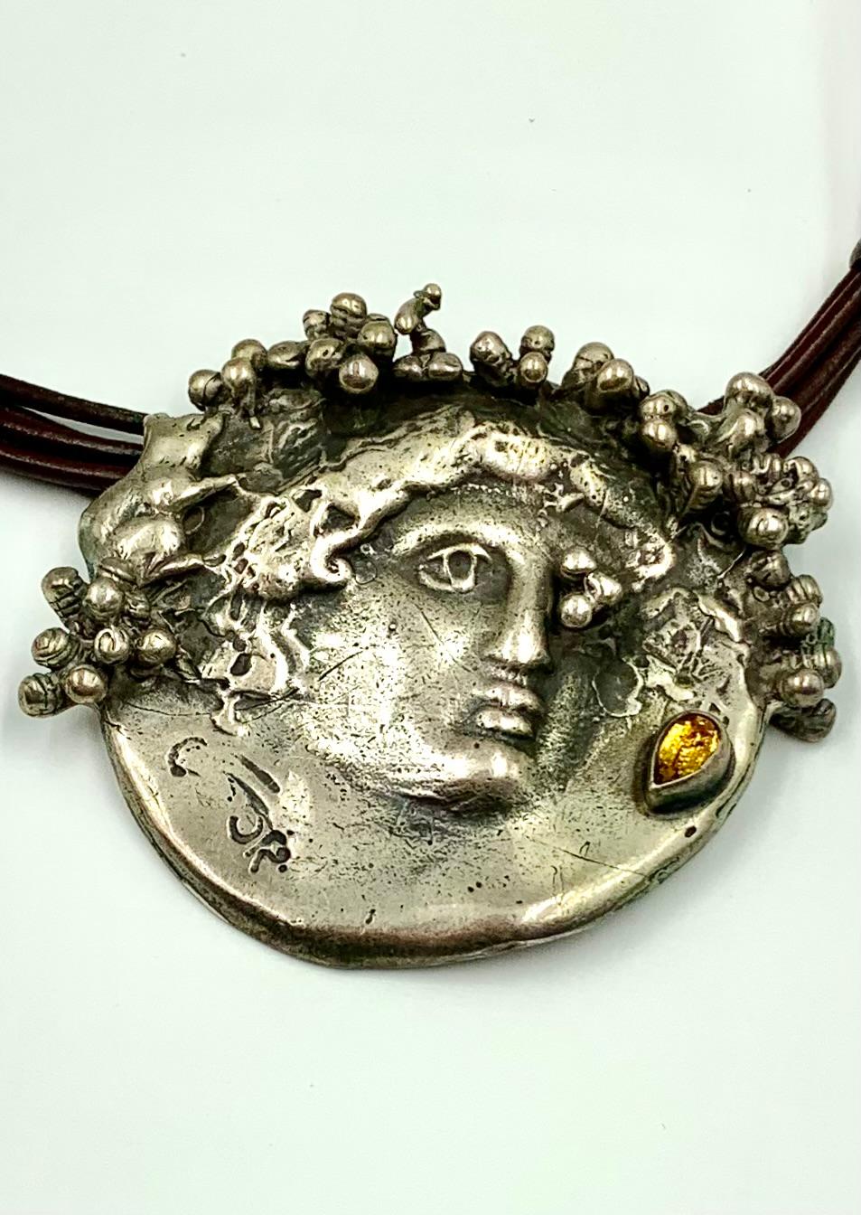 Rare Estate Ilana Goor Dionysus Sterling Silver Gem Set Statement Necklace For Sale 4