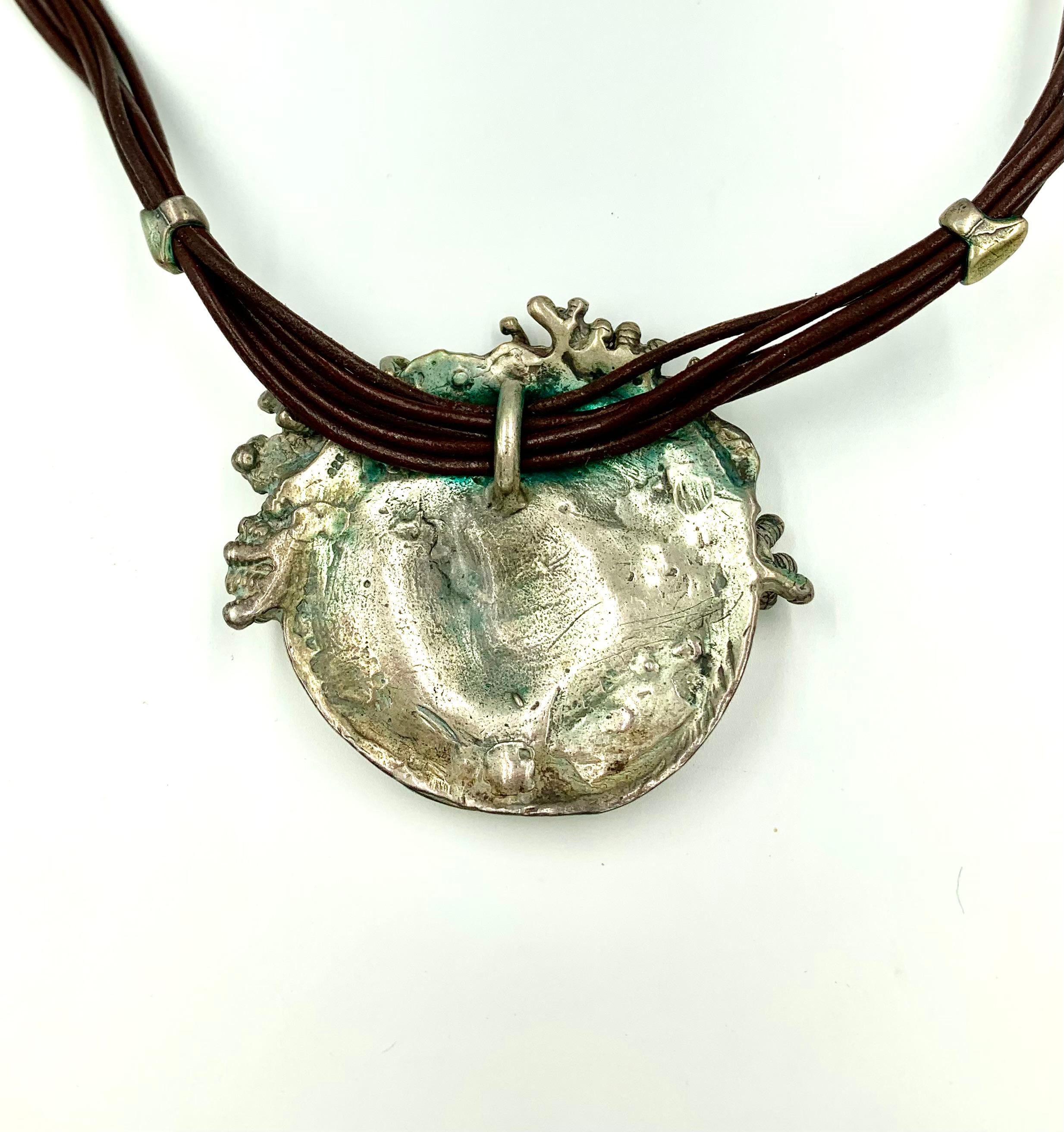 Contemporary Rare Estate Ilana Goor Dionysus Sterling Silver Gem Set Statement Necklace For Sale