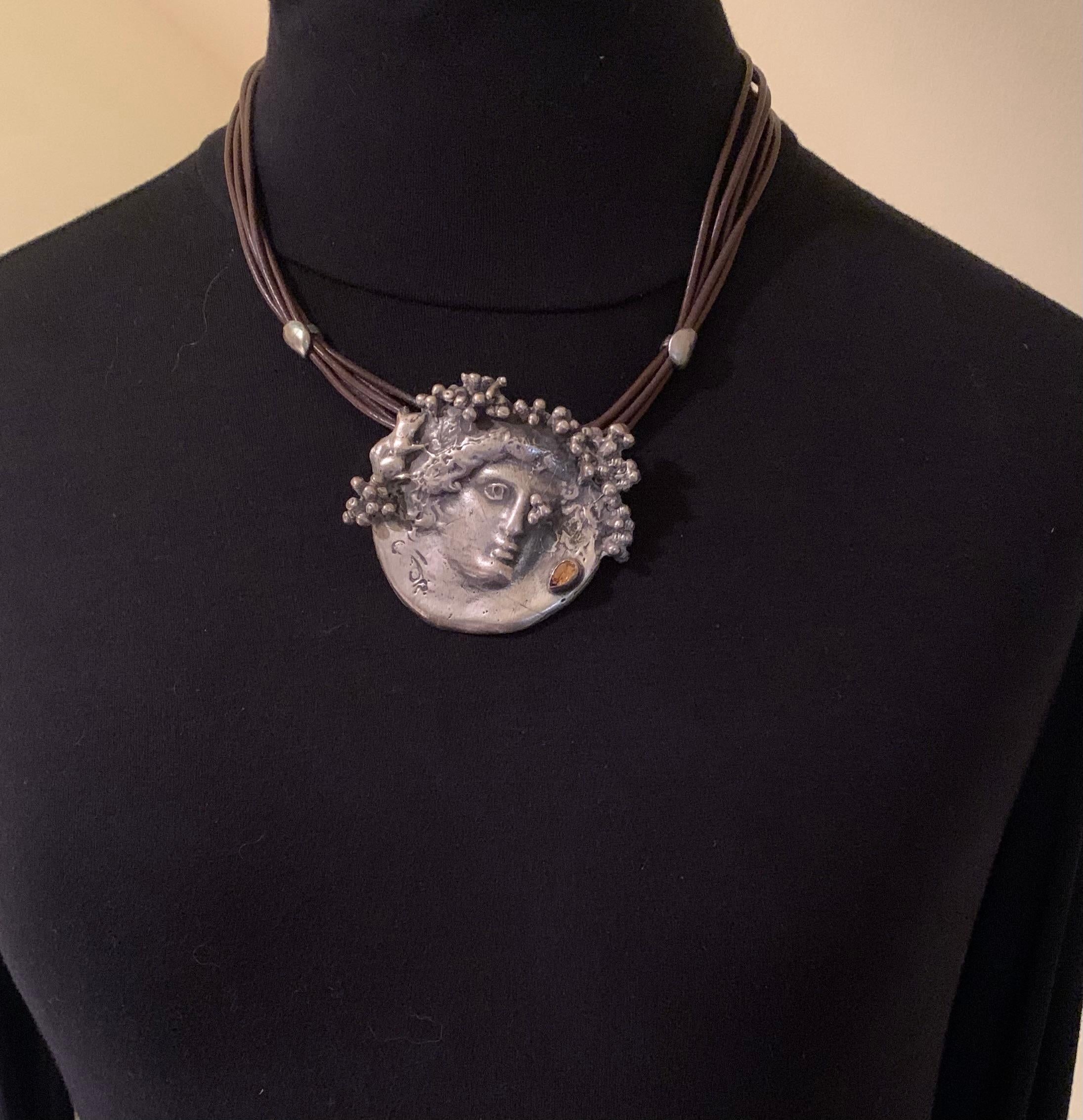 Rare Estate Ilana Goor Dionysus Sterling Silver Gem Set Statement Necklace For Sale 2