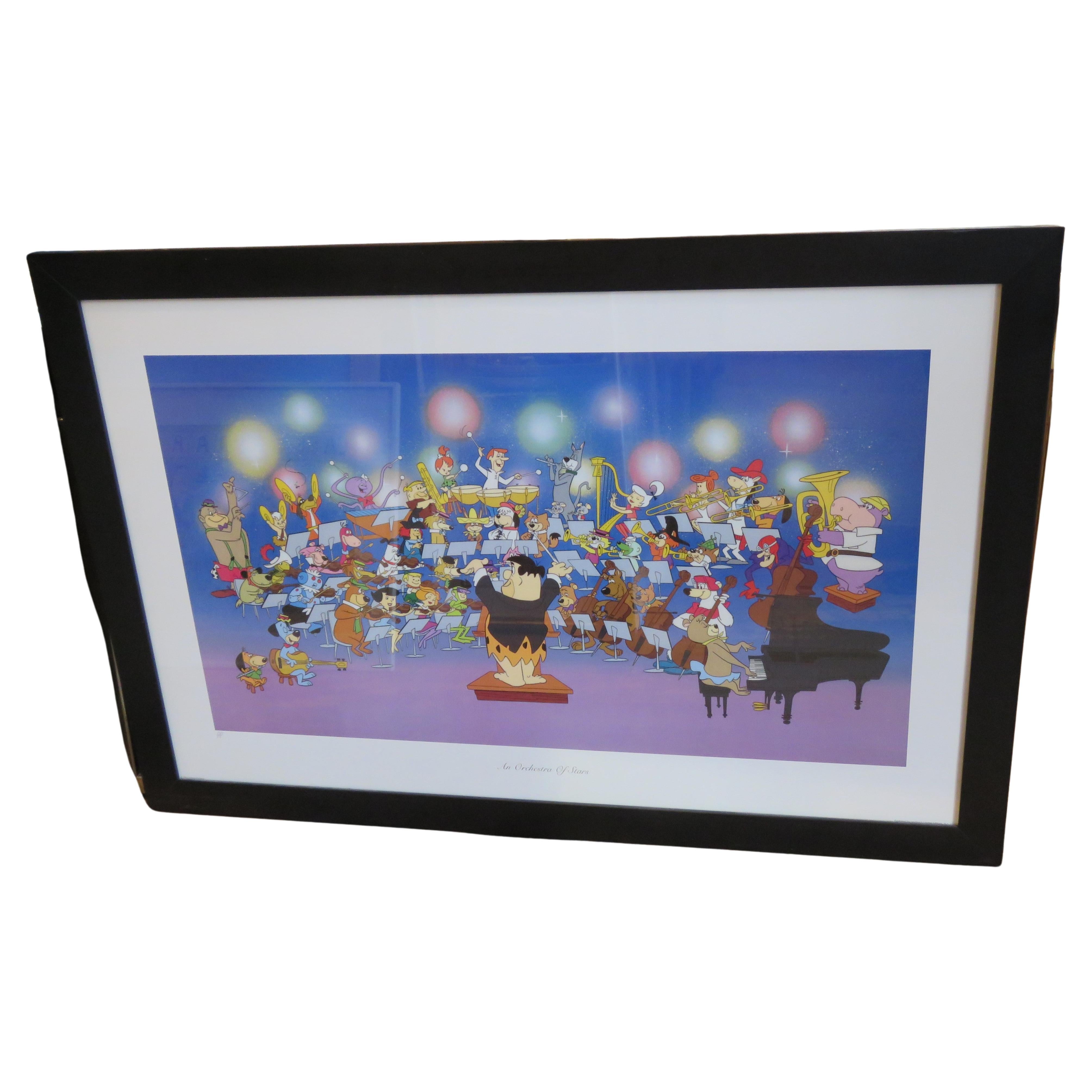 Rare Estate Printers Proof Framed Hanna Barbera Flintstones Jetsons Orchestra  For Sale