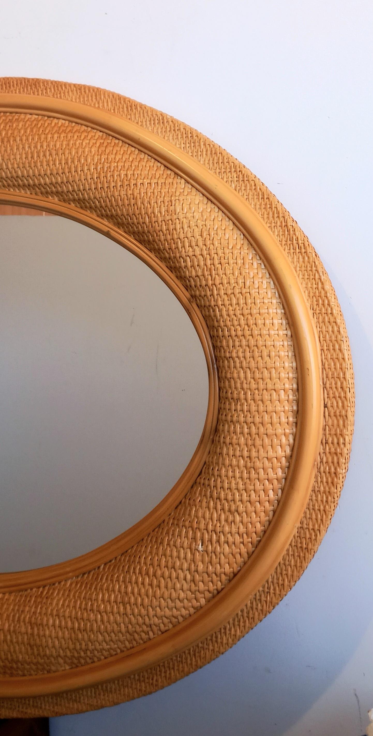 Mirrors Rattan Rare Extra Large Oval  Mid-20th  Century  Vertical or Horizontal  For Sale 5