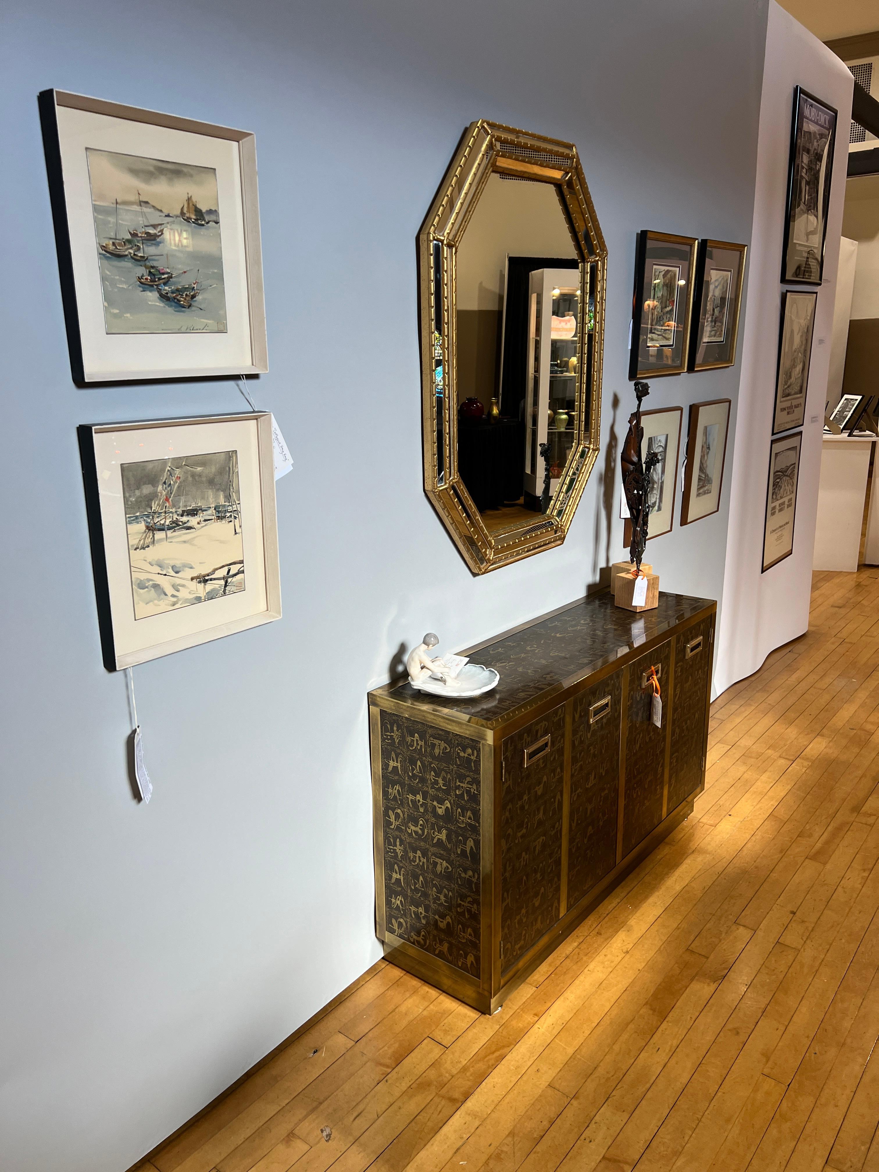 Rare armoire en laiton gravé de Bernhard Rhone pour Mastercraft en vente 4