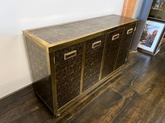 Rare Black and Gold Etched Brass Cabinet by Bernhard Rhone for Mastercraft