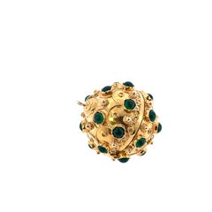 Rare Etruscan 18ct Yellow Gold & Emerald Large Charm /Pendant Secret Compartment