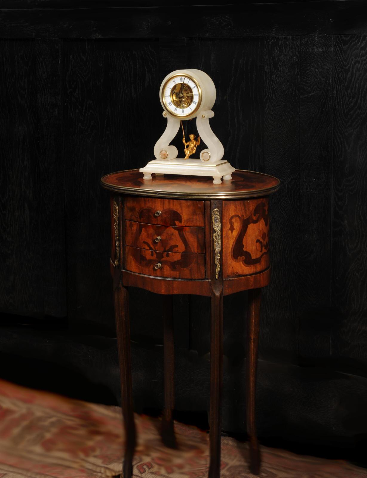 Rare Eugéne Farcot Maiden on a Swing Boudoir Antique French Clock 2