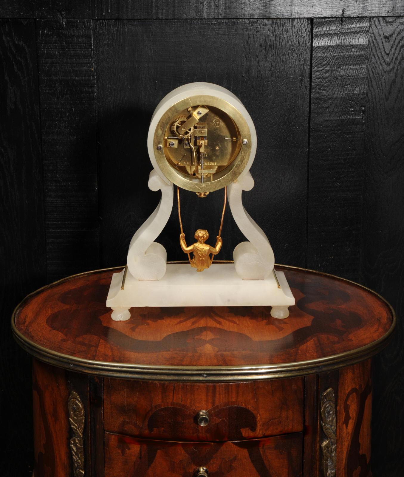 Rare Eugéne Farcot Maiden on a Swing Boudoir Antique French Clock 4