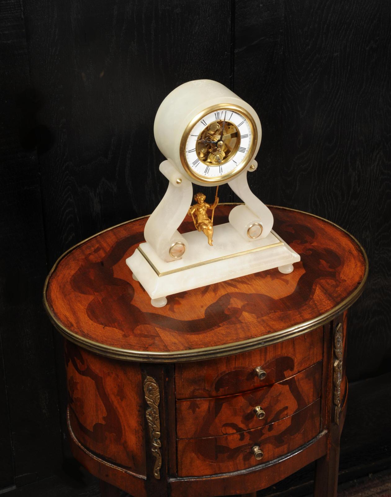 Louis XVI Rare Eugéne Farcot Maiden on a Swing Boudoir Antique French Clock