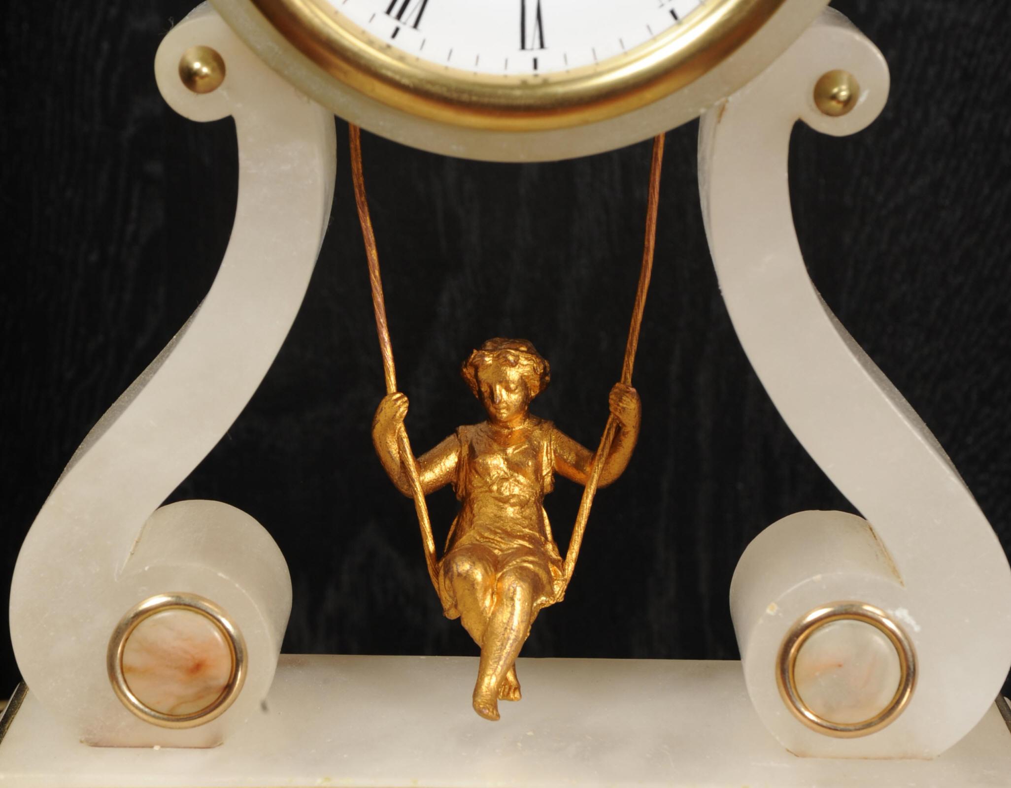 Rare Eugéne Farcot Maiden on a Swing Boudoir Antique French Clock In Good Condition In Belper, Derbyshire