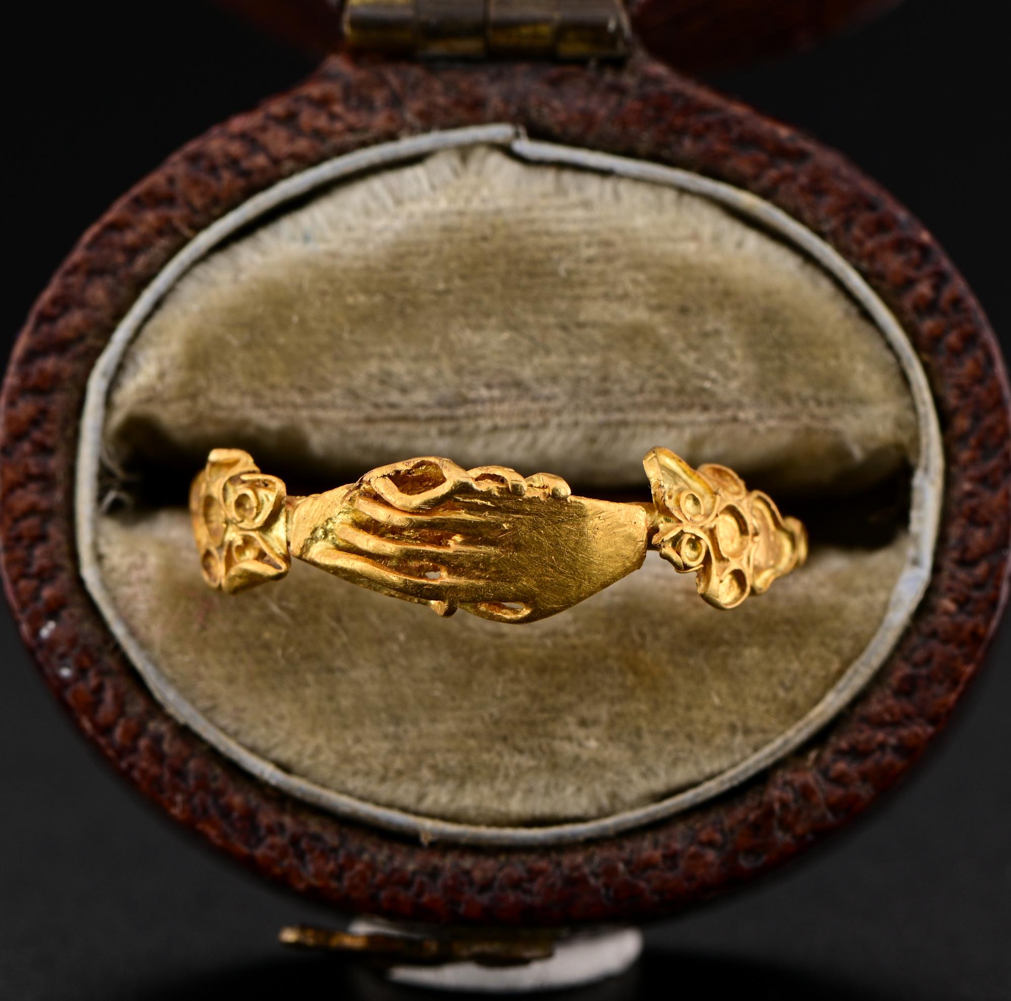 Renaissance Rare European 14th/15th Century 22/24 Kt Fede Ring For Sale