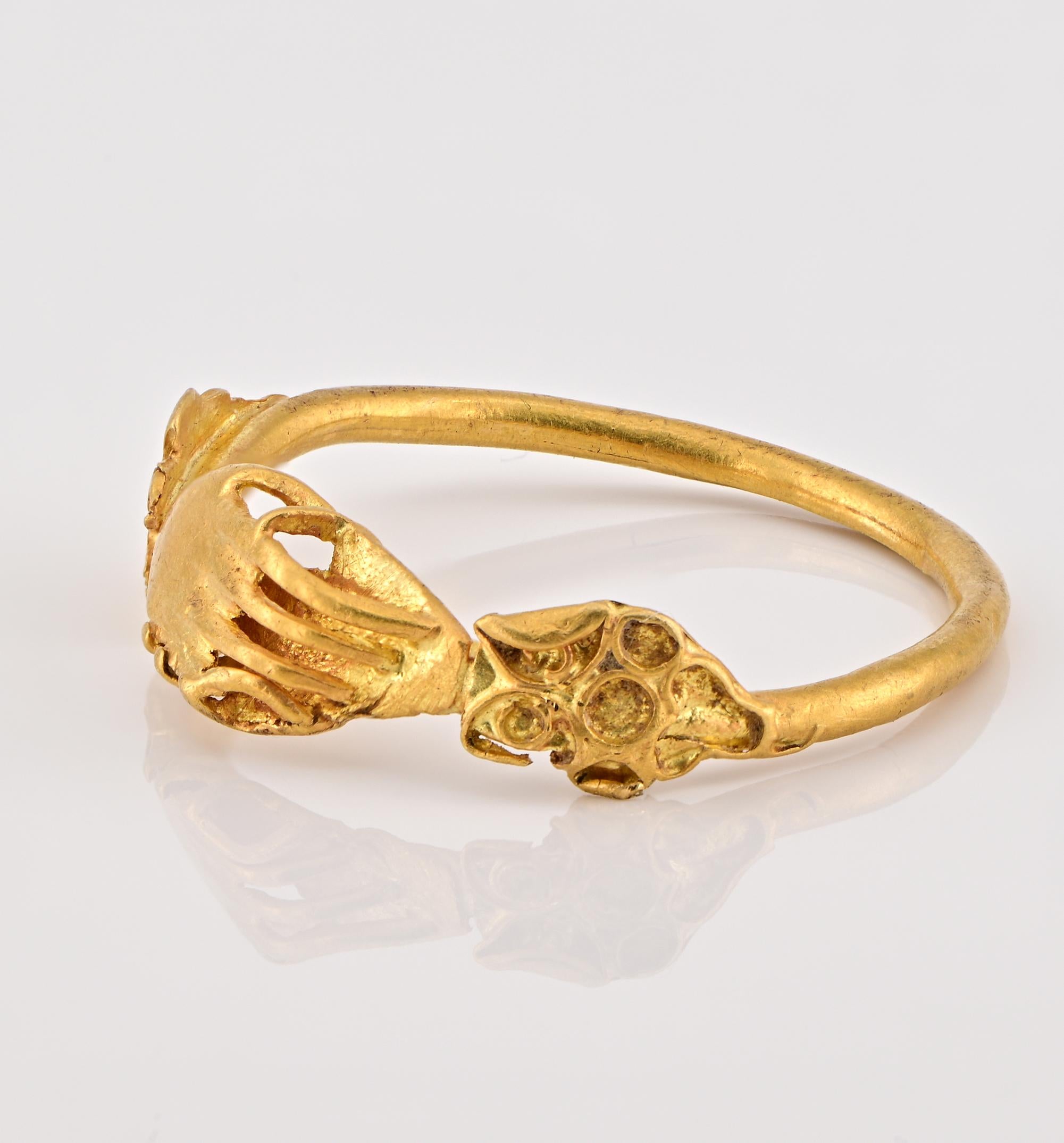 Rare European 14th/15th Century 22/24 Kt Fede Ring For Sale 3
