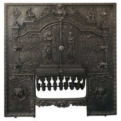 Antique Rare & Exceptional French Cast Iron Fireplace Mantel Front Mid-19th Century 1840