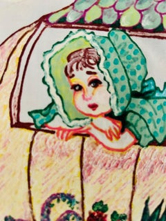 Rare Exceptional Hand-Painted Nursery Rhyme “Scarborough Fair” Folk Art Quilt