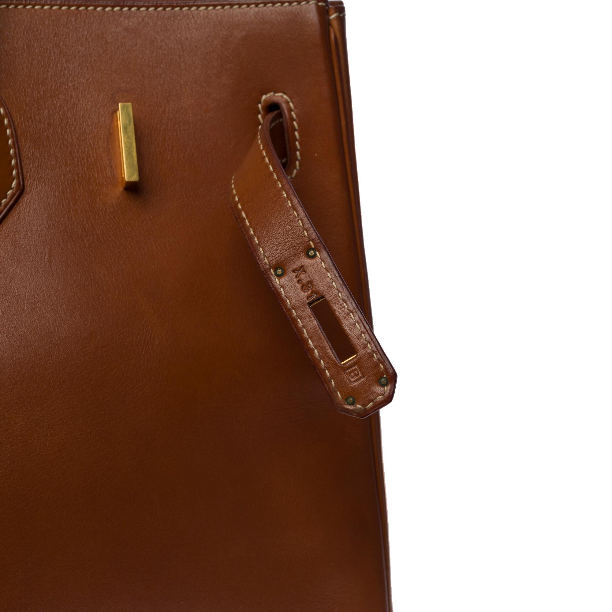 Brown Rare & Exceptional Hermès Birkin 35 handbag in Gold Barenia leather, GHW