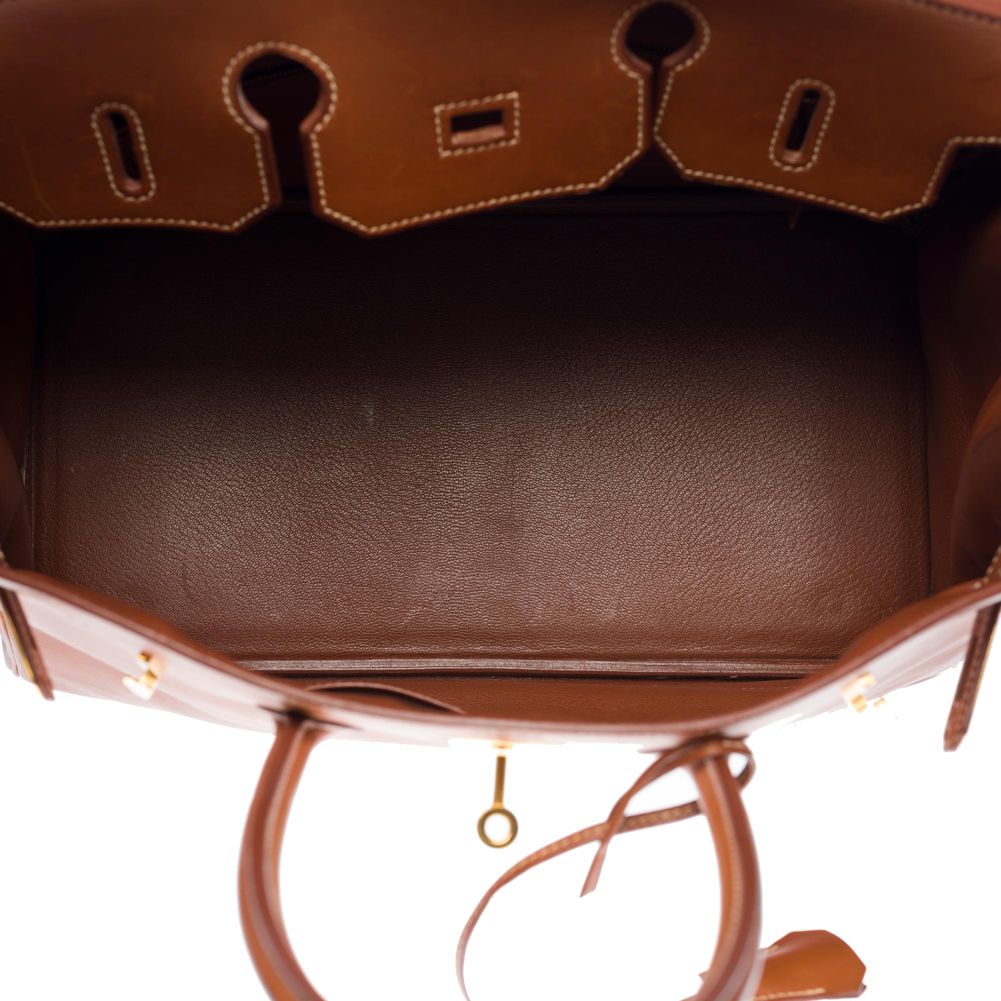 Rare & Exceptional Hermès Birkin 35 handbag in Gold Barenia leather, GHW In Good Condition In Paris, IDF
