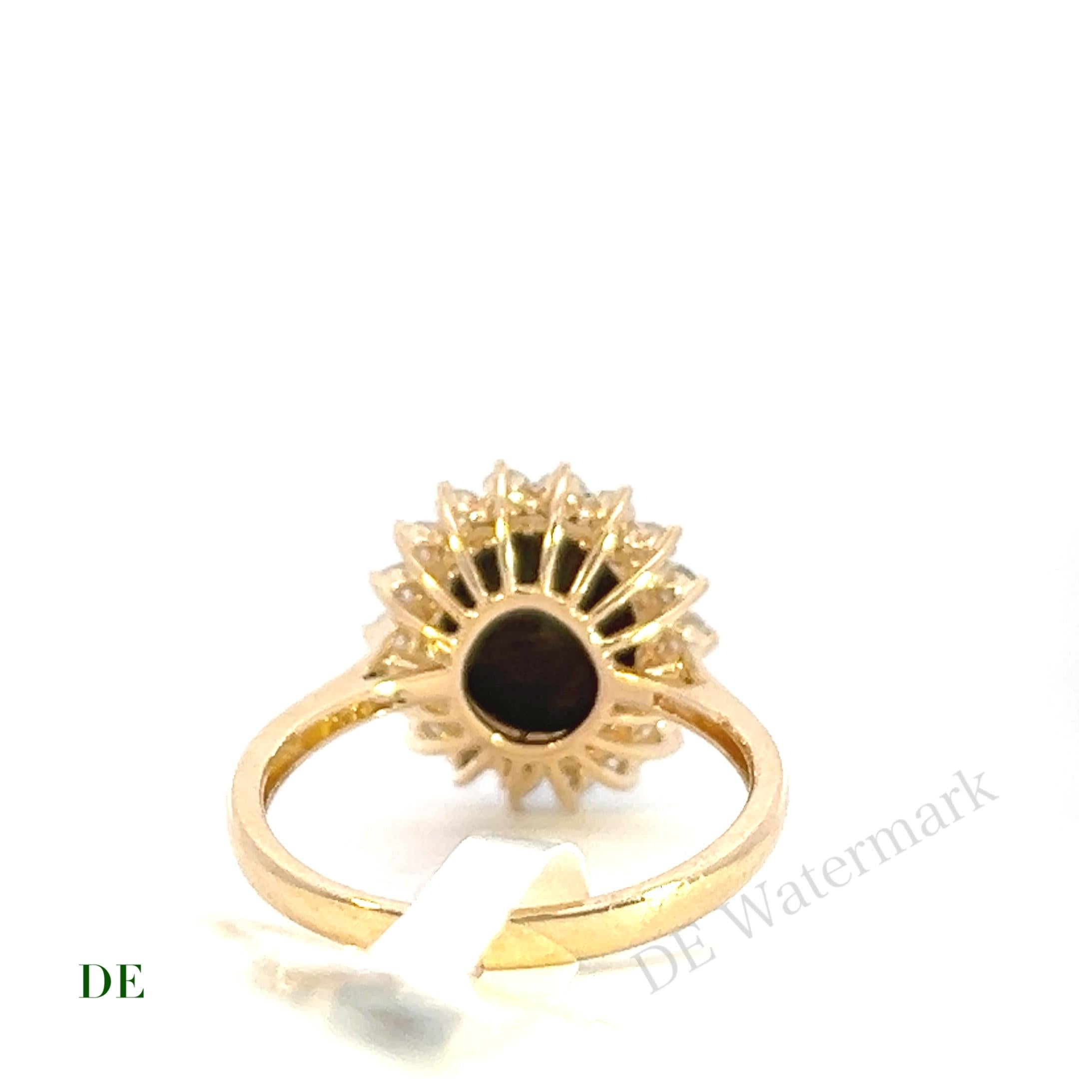 Cabochon Rare Exclusive 14k Yellow Gold 3.39 crt Black Star Sapphire .51 crt Diamond ring For Sale