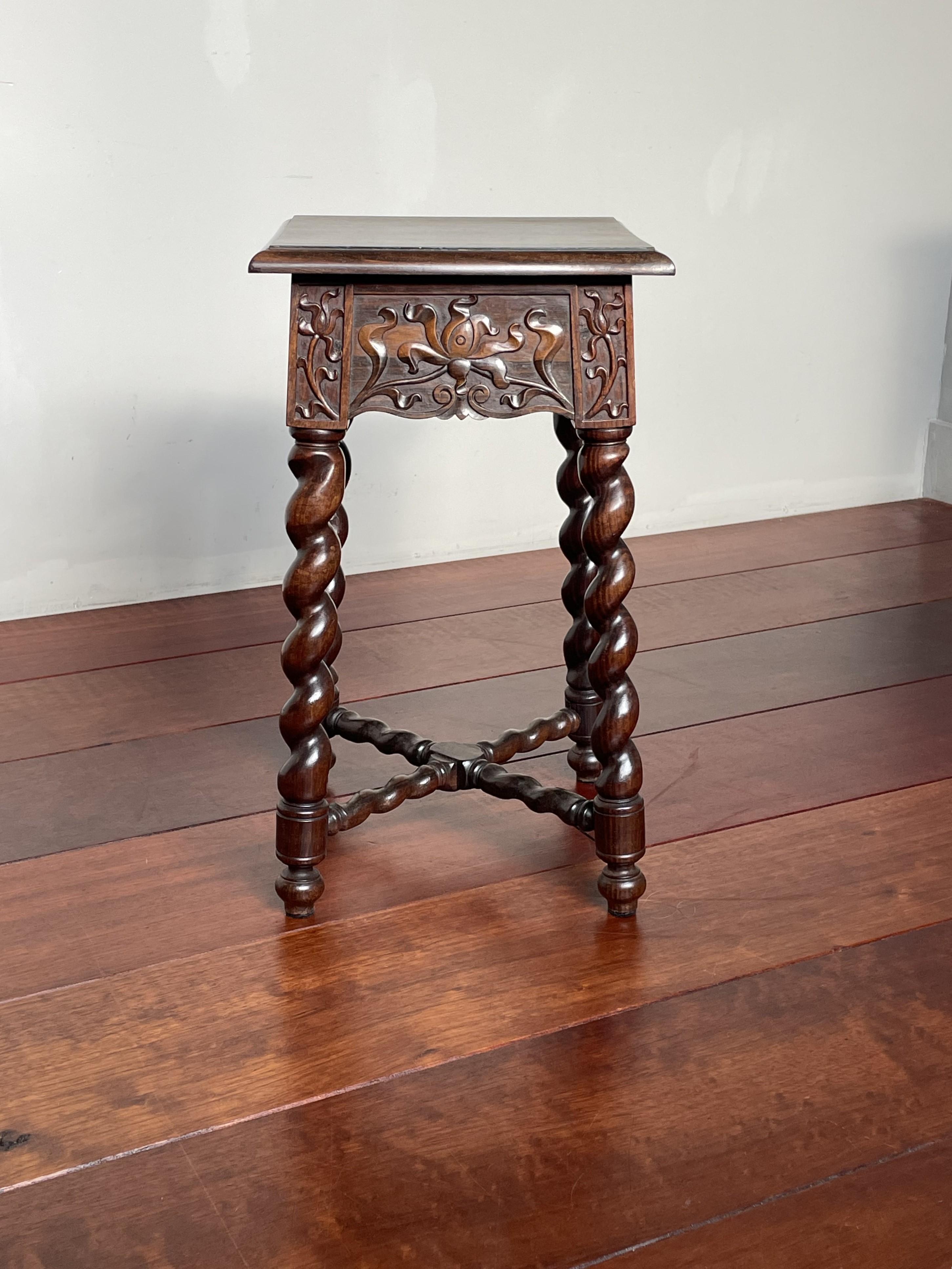 Rare & Exclusive Antique Dutch Colonial Coromandel Wooden End or Side Table 11