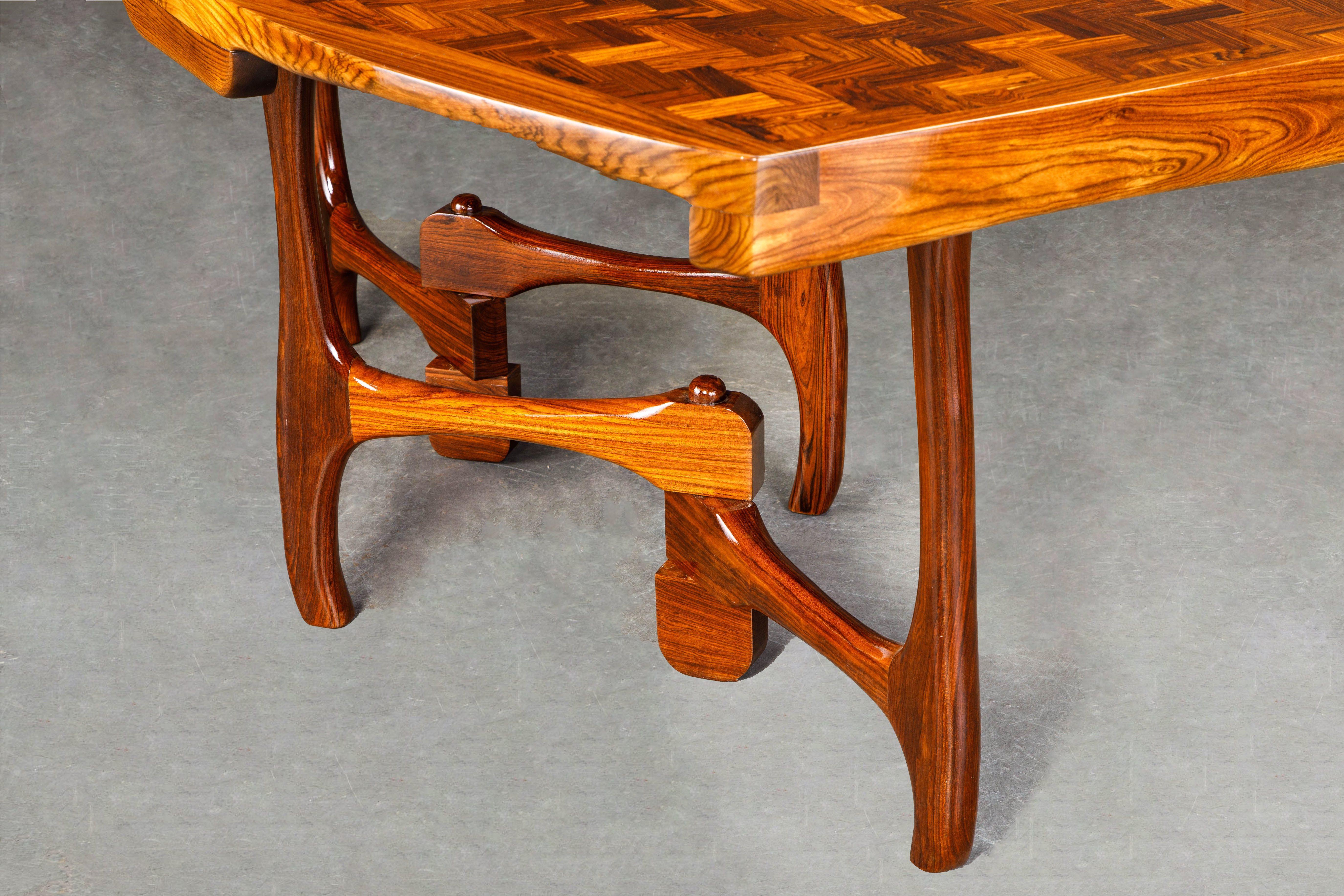 Rare Exotic Cocobolo Rosewood Dining Table by Don Shoemaker for Senal, Signed 2