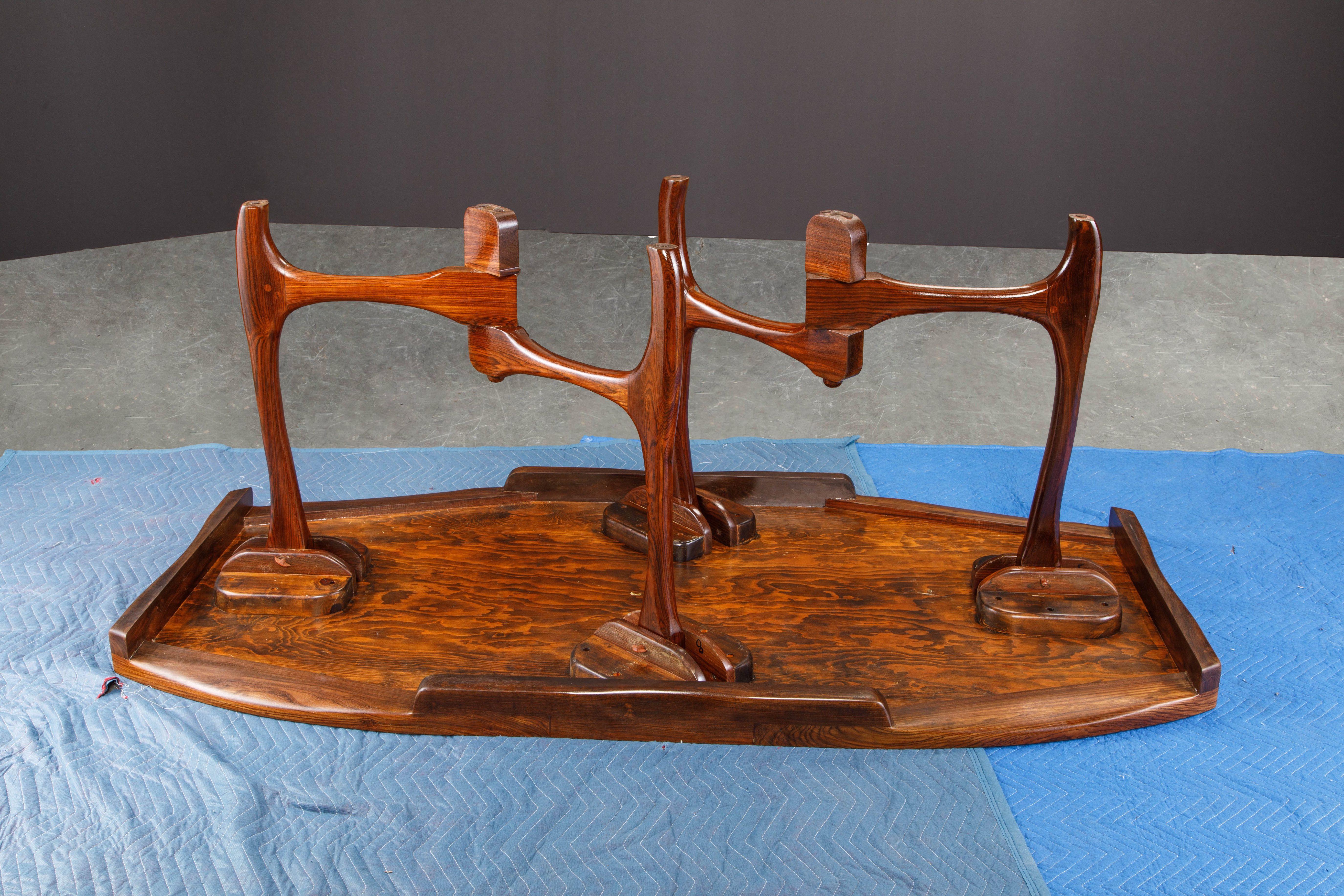 Rare Exotic Cocobolo Rosewood Dining Table by Don Shoemaker for Senal, Signed 11